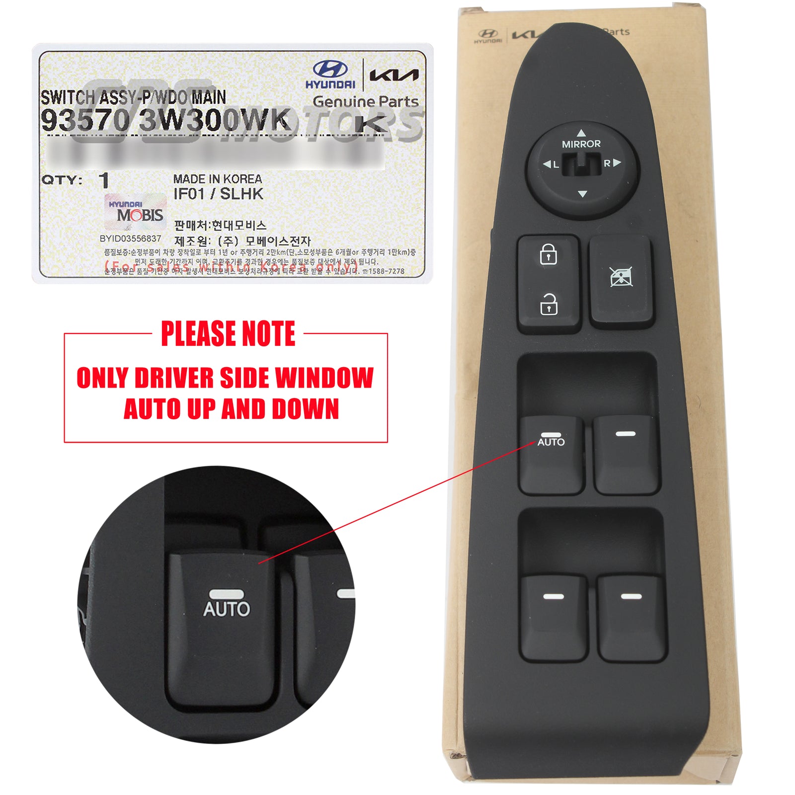 OEM Power Window Main Switch Driver Side AUTO ONLY! for 2011-2016 Kia Sportage
