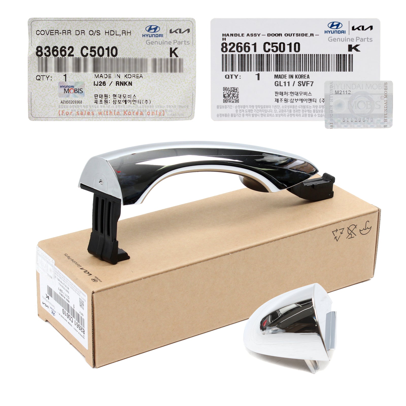 GENUINE Rear Outside Door Handle & Cover RIGHT for 16-20 Kia Sorento 82661C5010