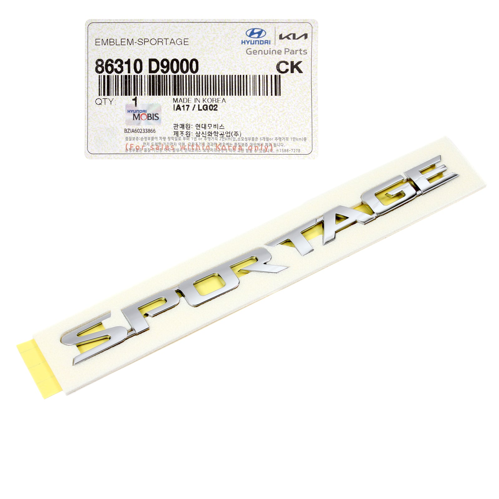 GENUINE Rear Tailgate Emblem Nameplate Badge for 17-22 Kia Sportage 86310D9000