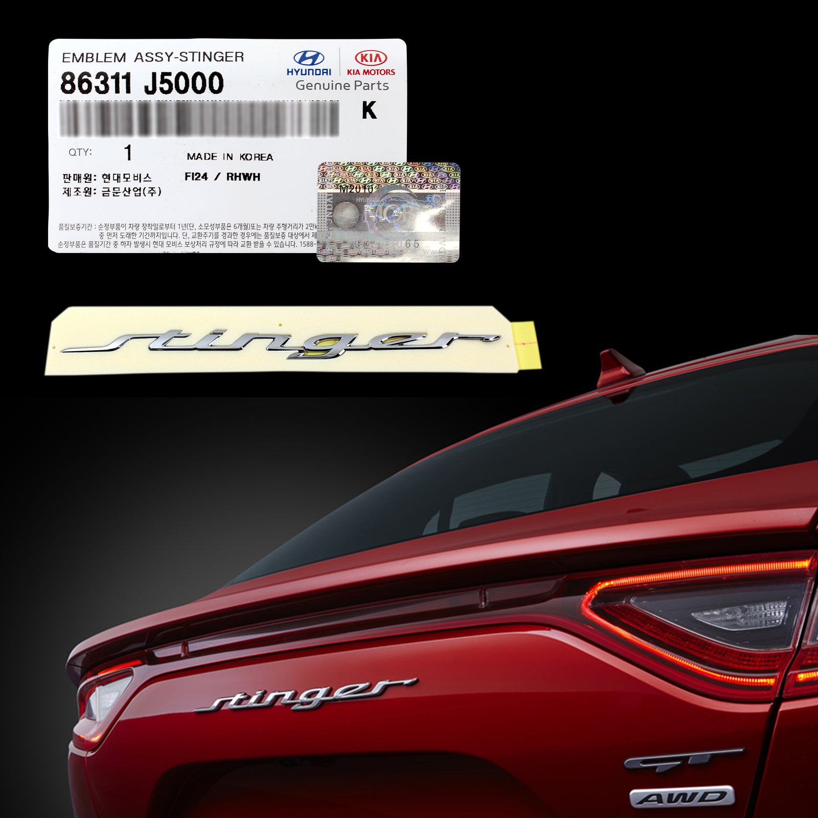 GENUINE Rear Trunk Lid Emblem Badge for 2018-2021 Kia Stinger 86311J5000
