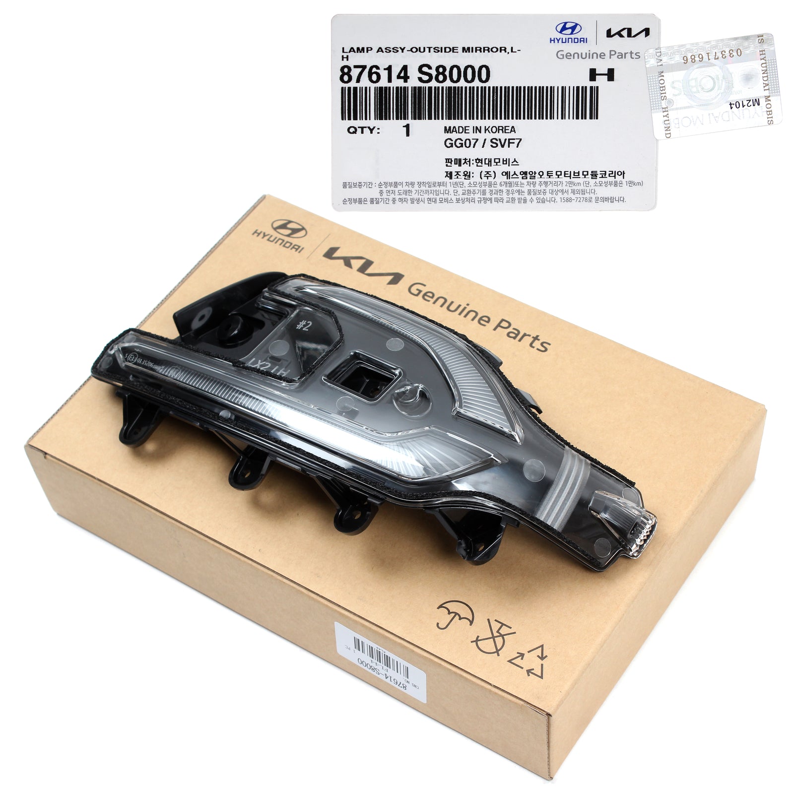 GENUINE Outside Mirror Signal Lamp LEFT for 20-22 Hyundai Palisade 87614S8000