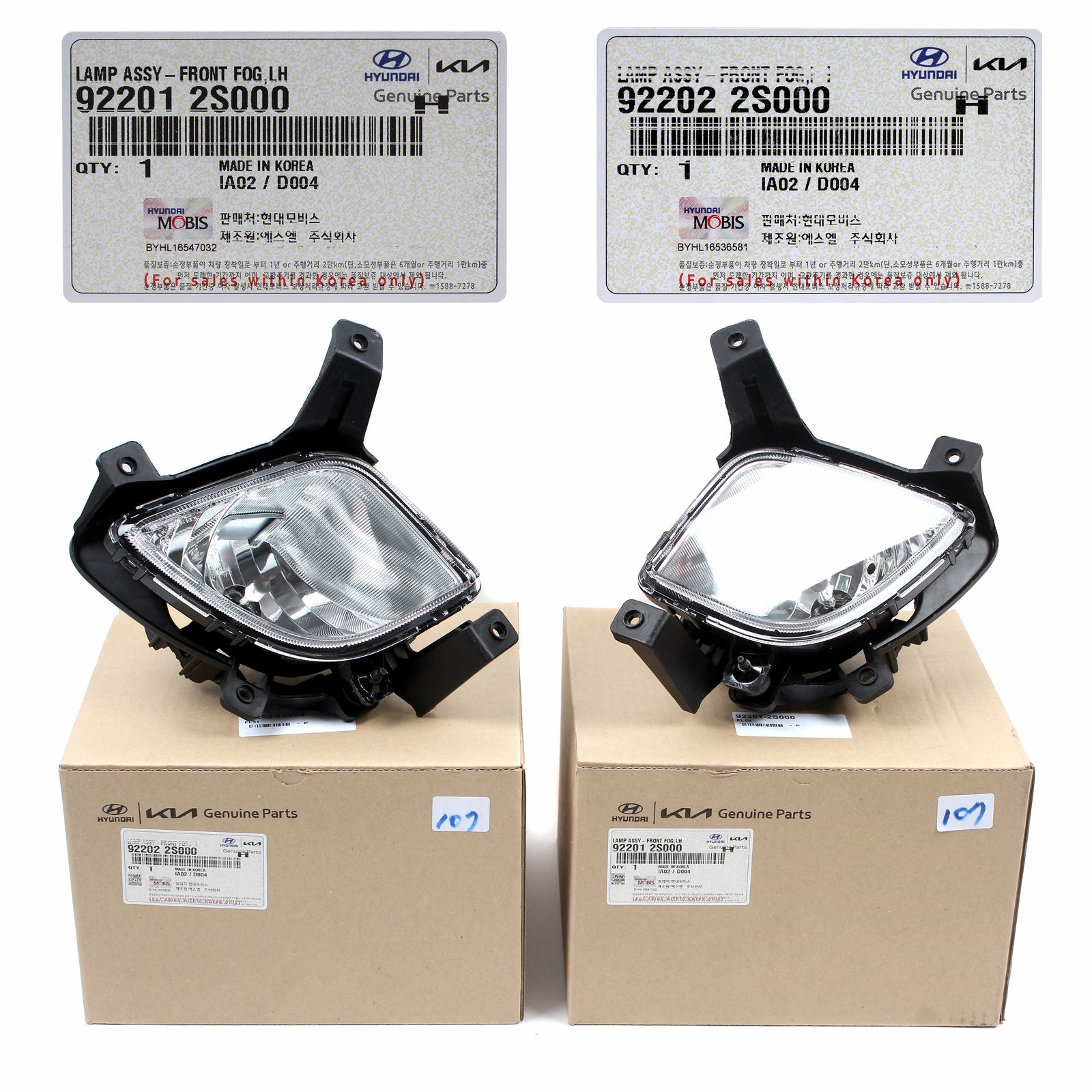 GENUINE Fog Lights Lamps LEFT & RIGHT for 2010-2015 Hyundai Tucson 922022S000