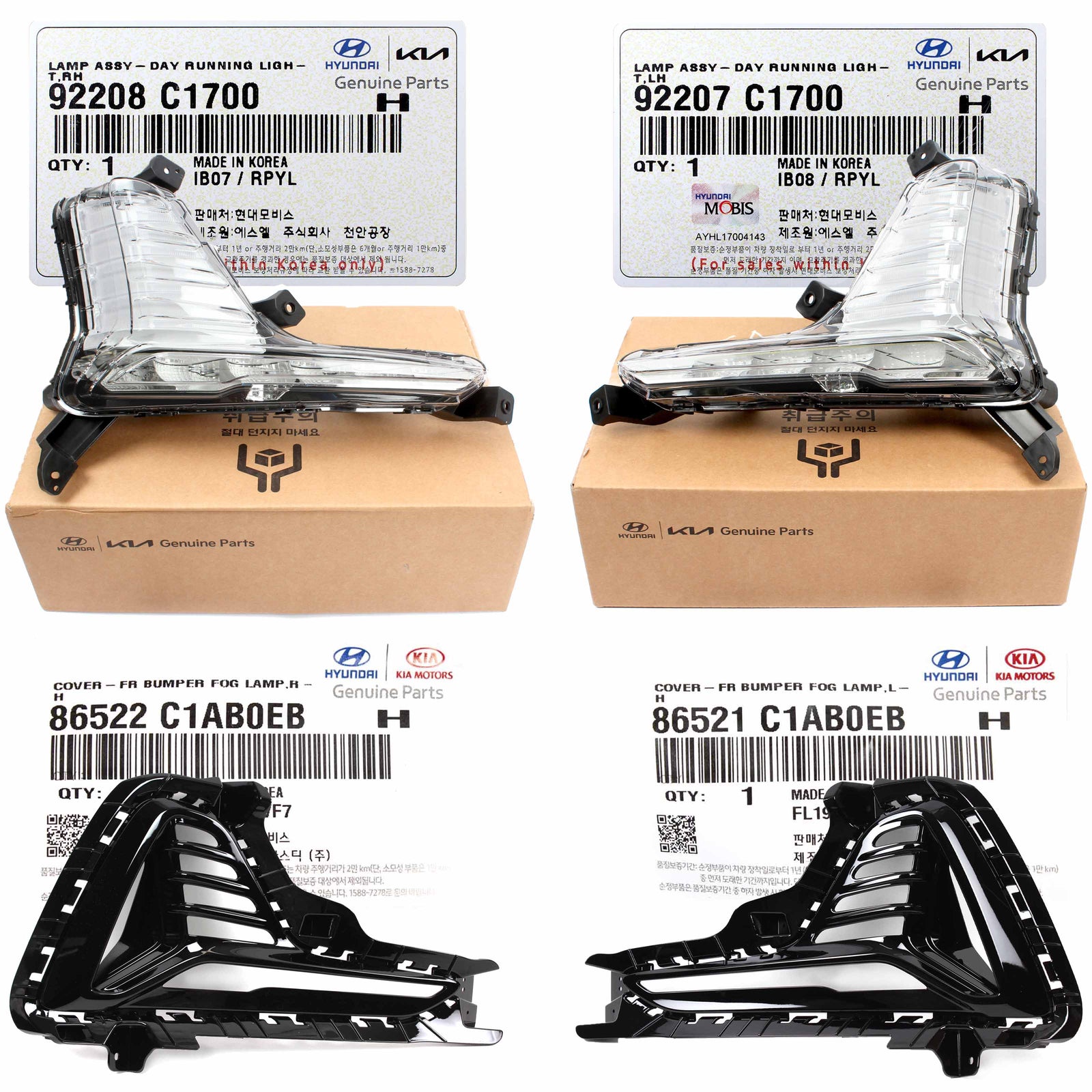 GENUINE DRL Running Lights & Covers LEFT & RIGHT for 18-19 Hyundai Sonata