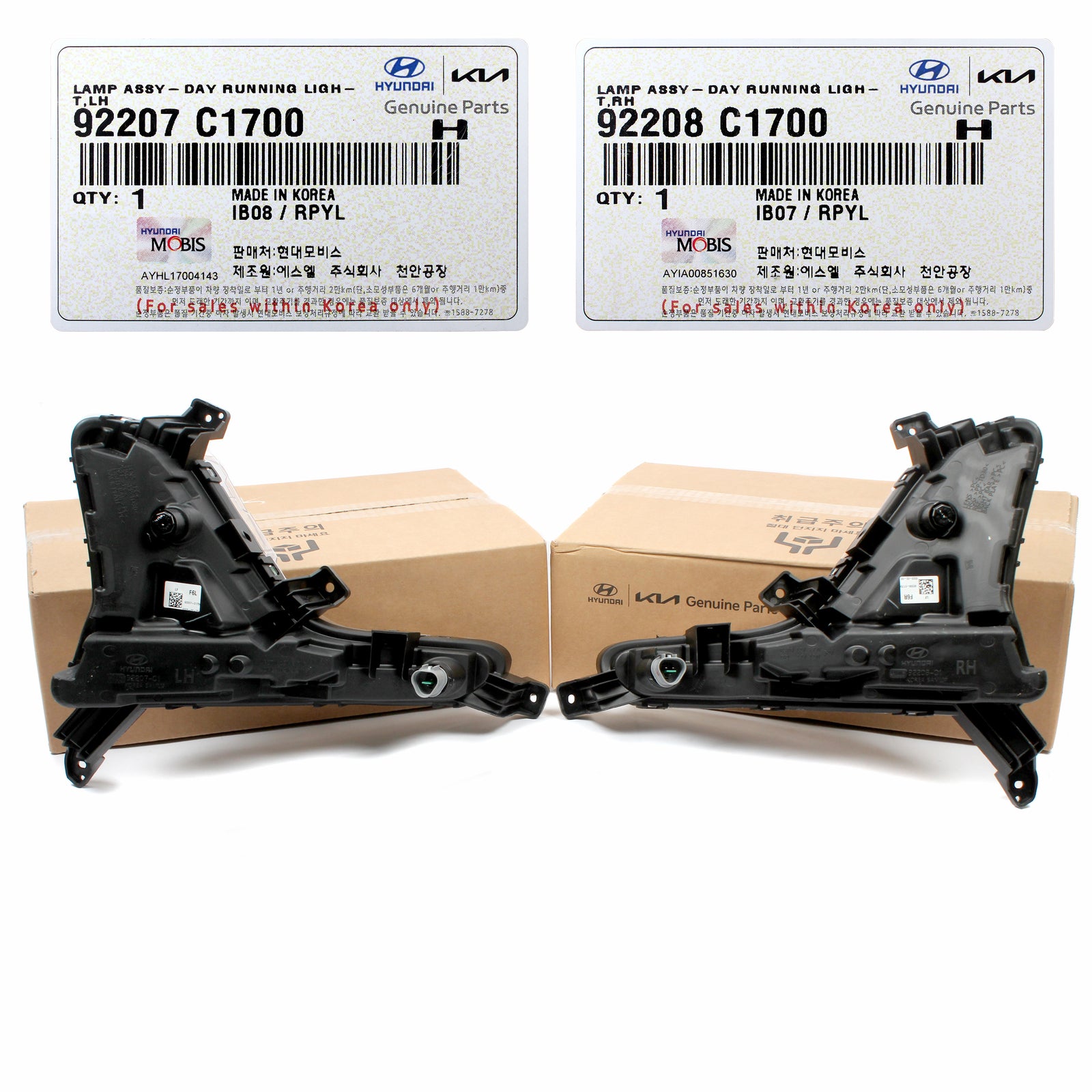 GENUINE DRL Running Lights LEFT & RIGHT for 18-19 Hyundai Sonata 92208C1700