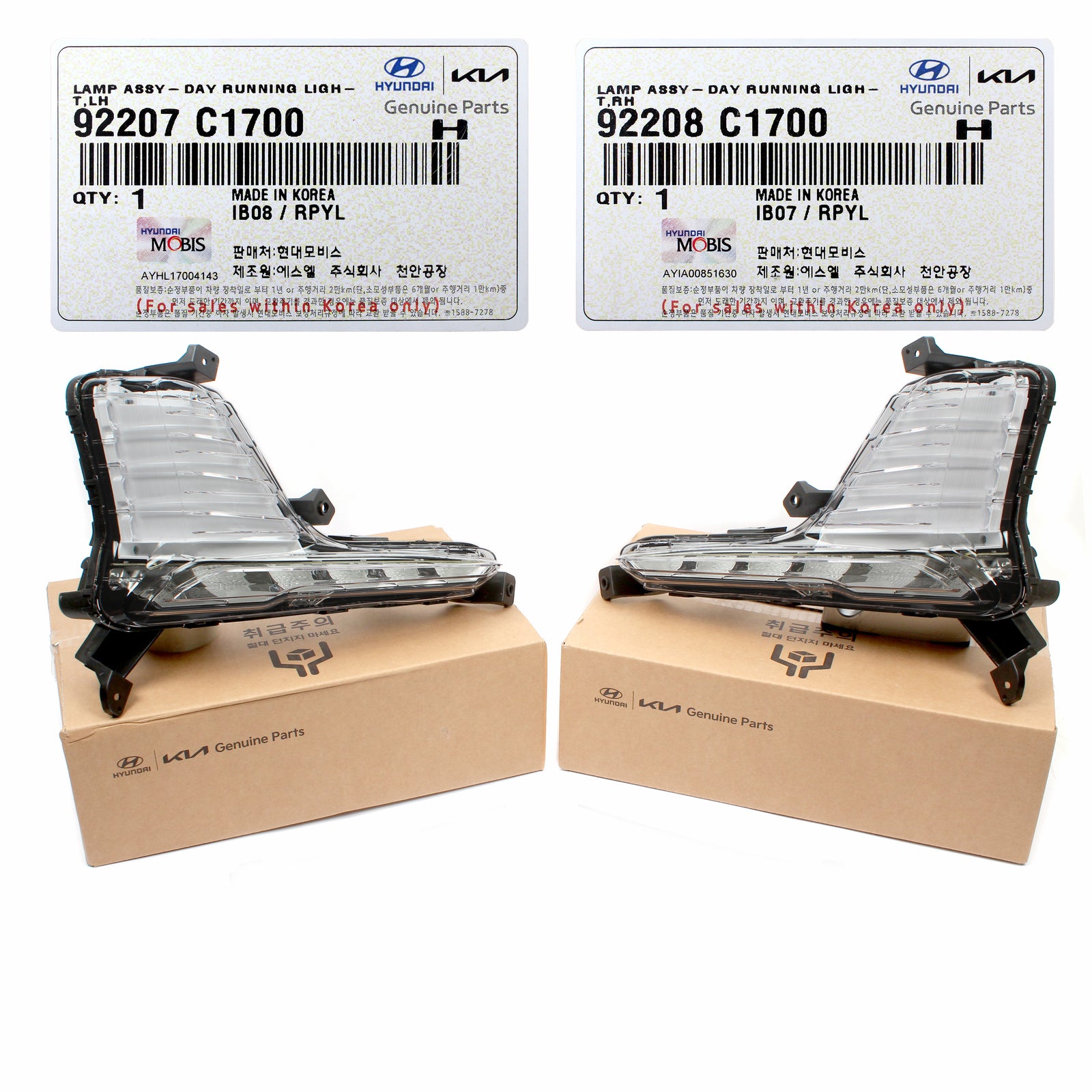 GENUINE DRL Running Lights LEFT & RIGHT for 18-19 Hyundai Sonata 92208C1700