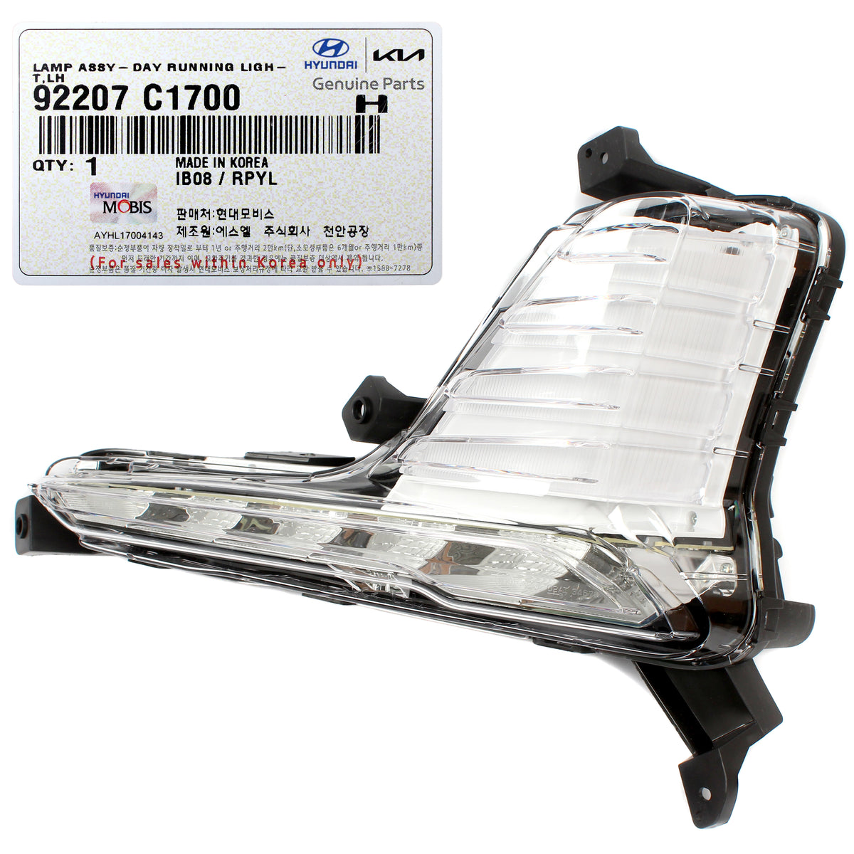 GENUINE DRL Running Light LEFT DRIVER for 2018-2019 Hyundai Sonata 92207C1700