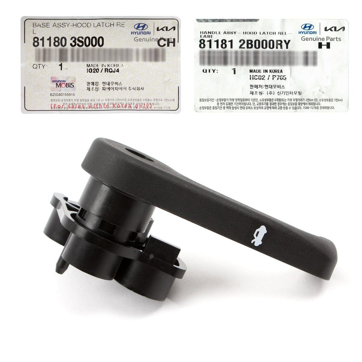 GENUINE Hood Release Handle &amp; Base HYUNDAI KIA 11-23 811803S000 811812B000RY