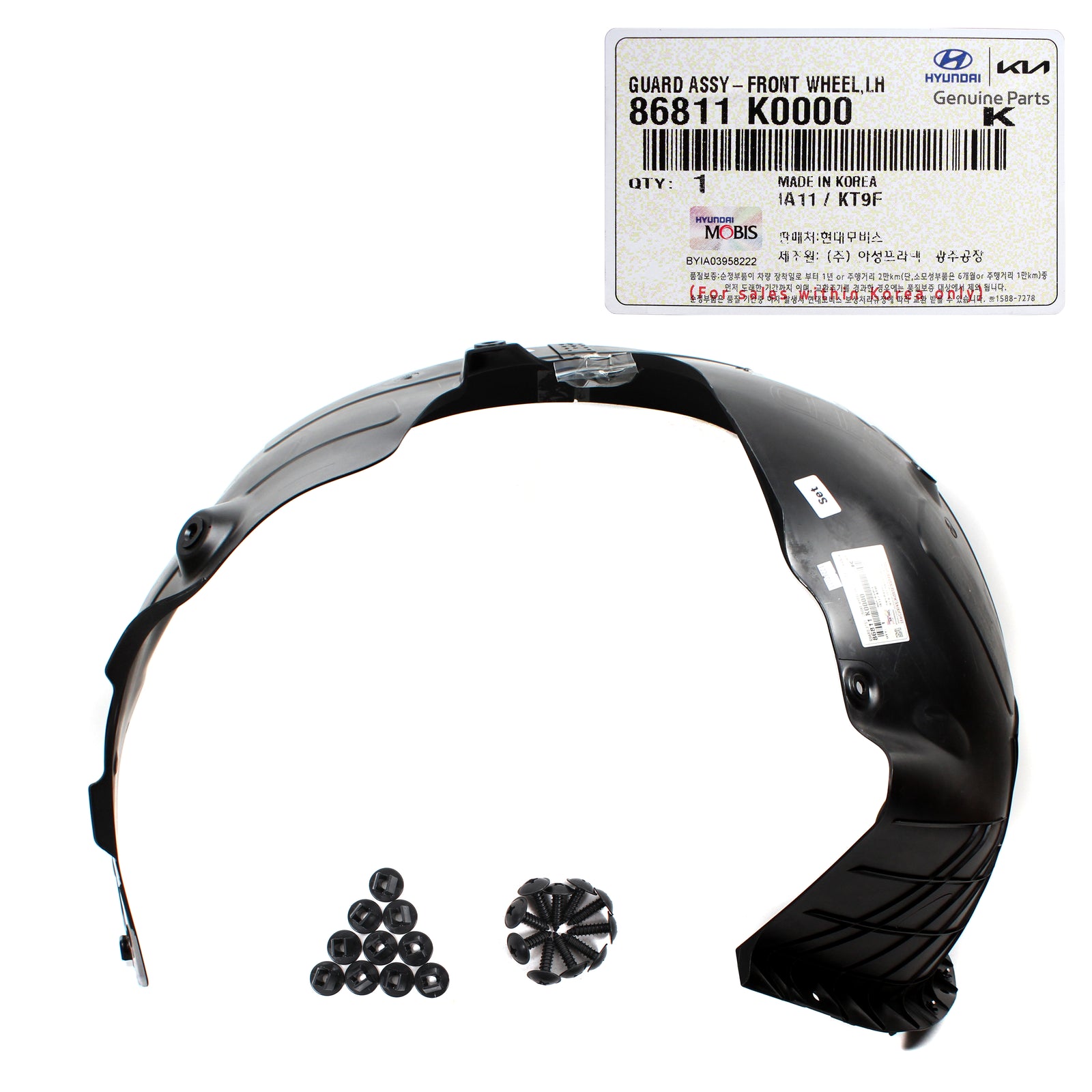 GENUINE Front Fender Liner LEFT DRIVER Side for 2020-2022 Kia Soul 86811K0000