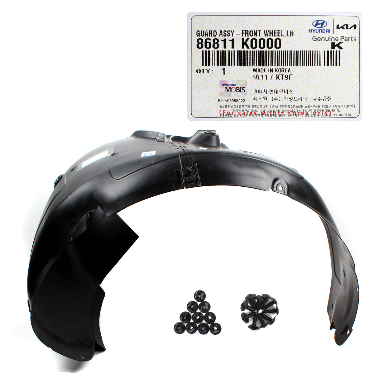 GENUINE Front Fender Liner LEFT DRIVER Side for 2020-2022 Kia Soul 86811K0000