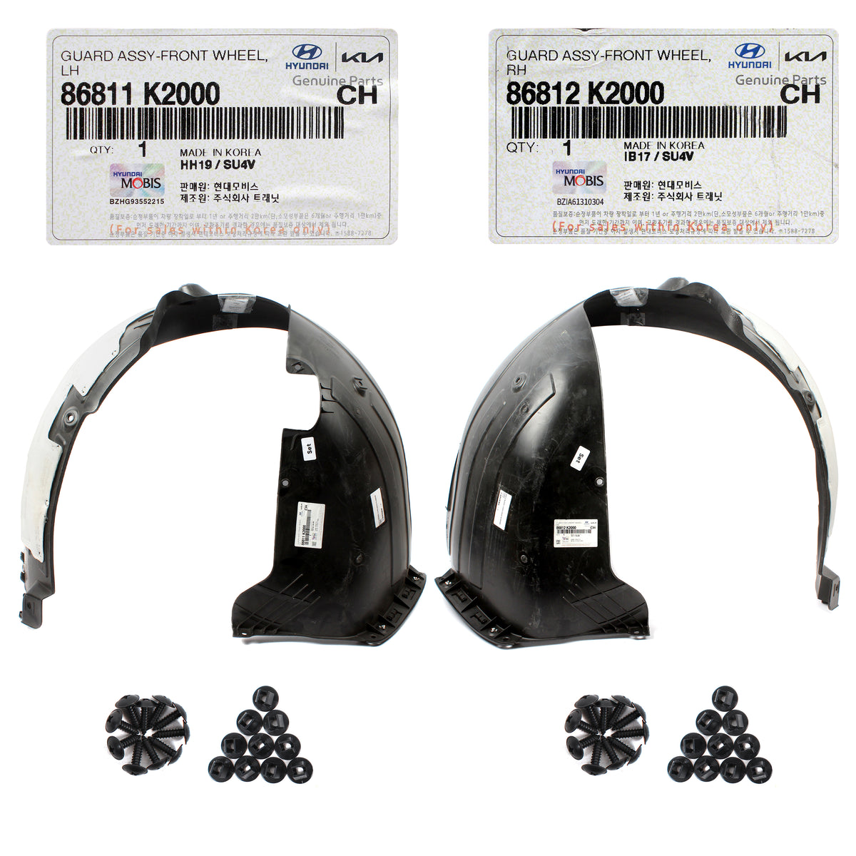 GENUINE Front Fender Liner LEFT &amp; RIGHT for 2020-2022 Hyundai Venue 86812K2000