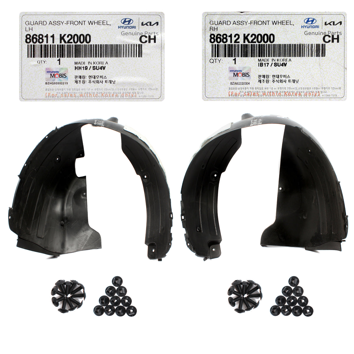 GENUINE Front Fender Liner LEFT &amp; RIGHT for 2020-2022 Hyundai Venue 86812K2000