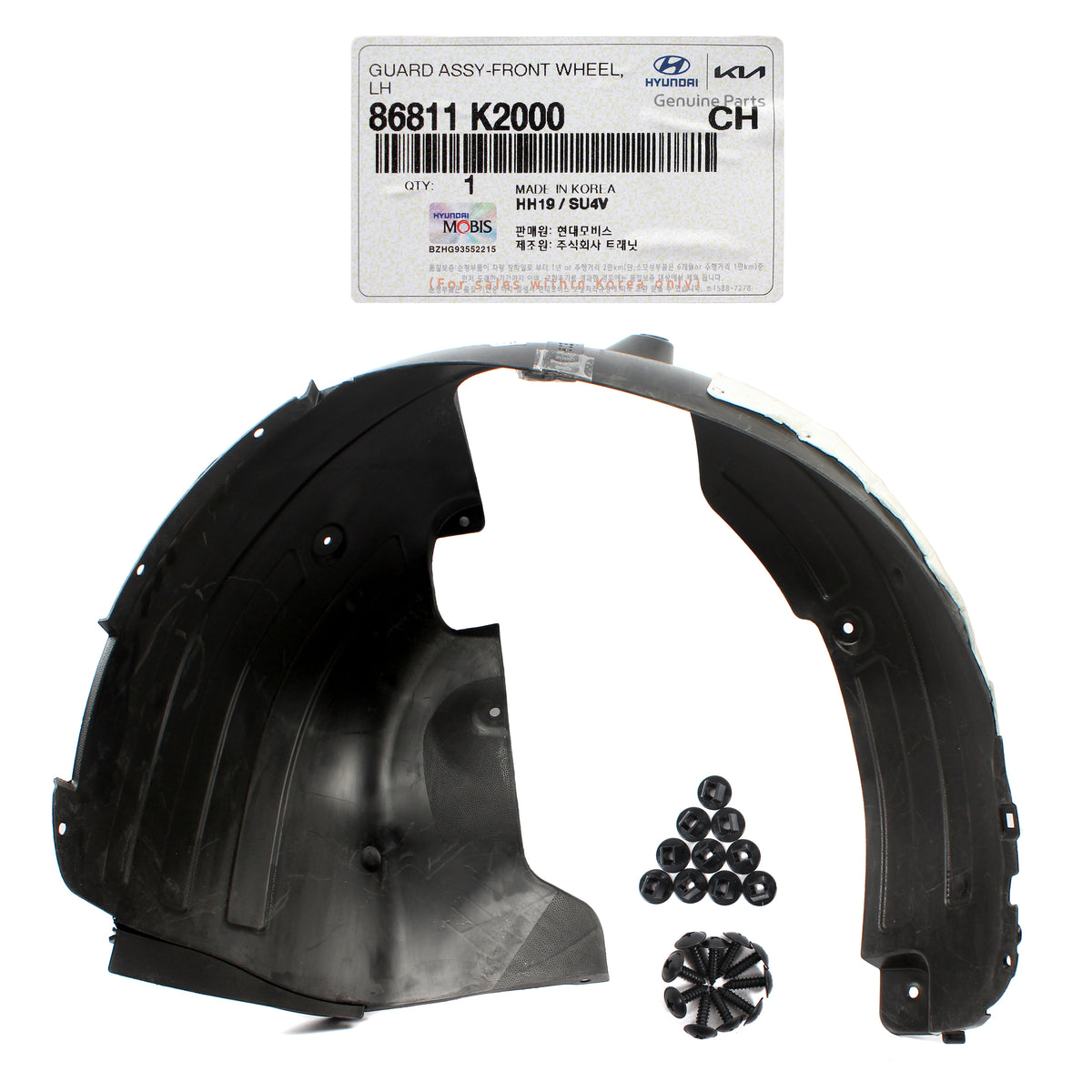 GENUINE Front Fender Liner LEFT DRIVER for 2020-2022 Hyundai Venue 86811K2000