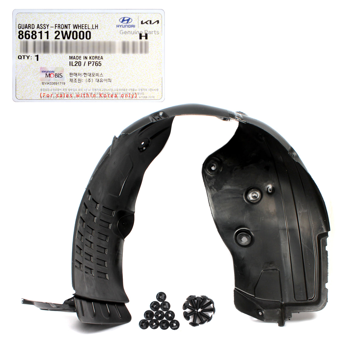 GENUINE Front Fender Liner LEFT for 2013-2016 Hyundai Santa Fe Sport 868112W000