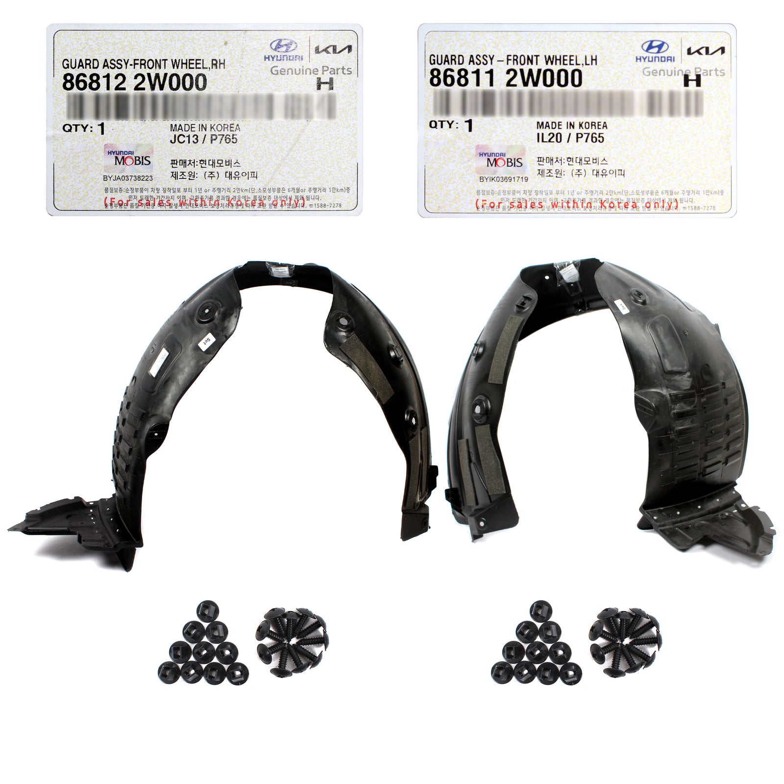 GENUINE Front Fender Liners LEFT & RIGHT for 2013-2016 Hyundai Santa Fe Sport