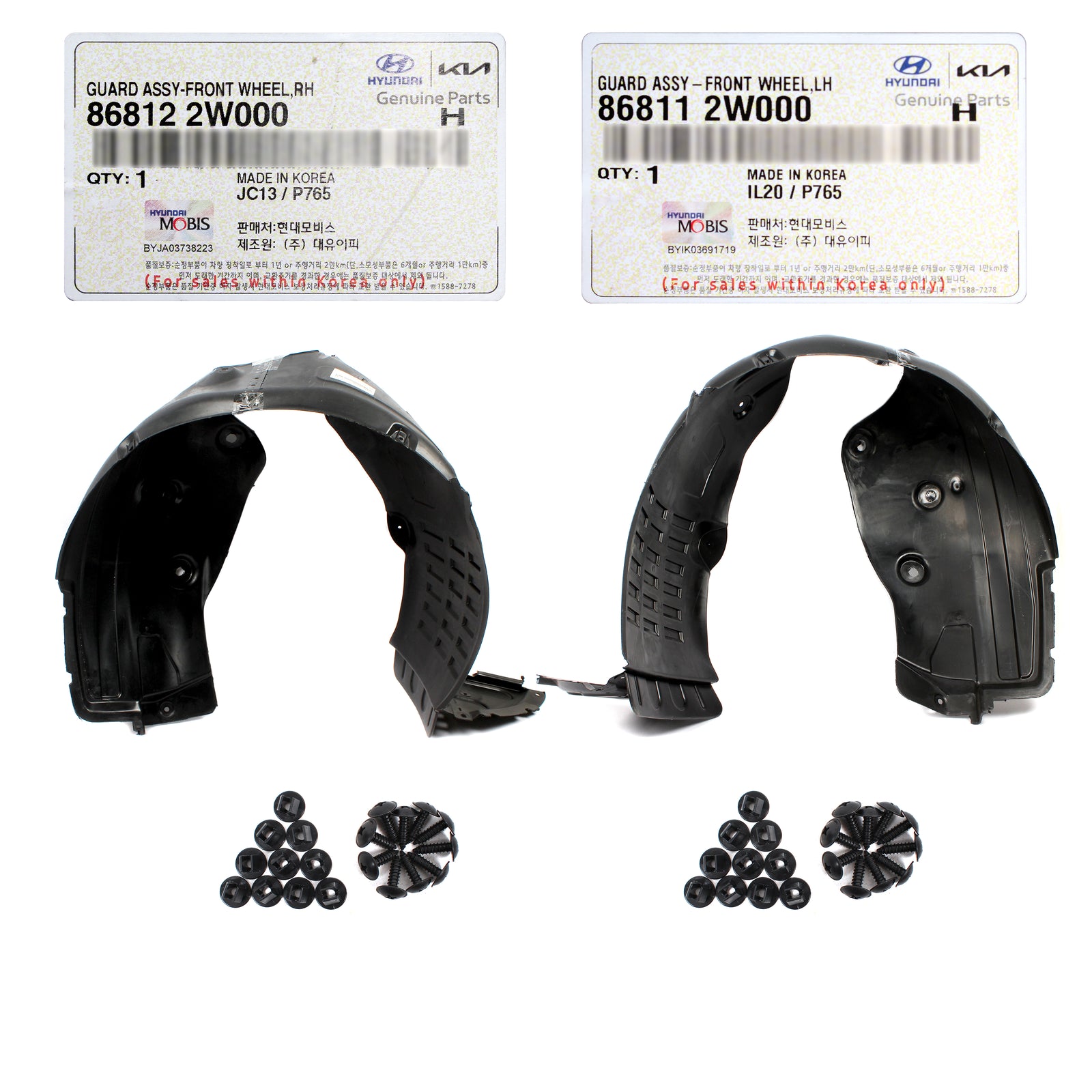 GENUINE Front Fender Liners LEFT & RIGHT for 2013-2016 Hyundai Santa Fe Sport