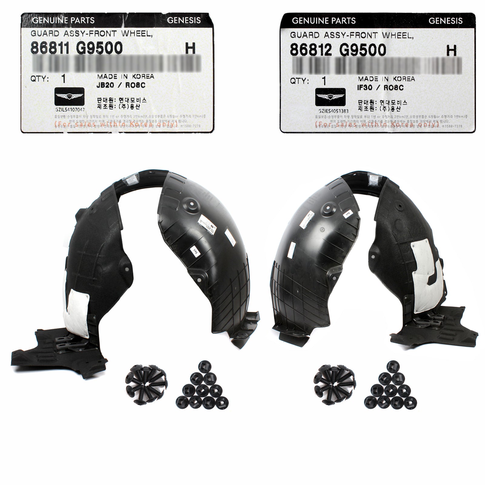 GENUINE Front Fender Liners LEFT & RIGHT for 2022-2024 Genesis G70 86812G9500