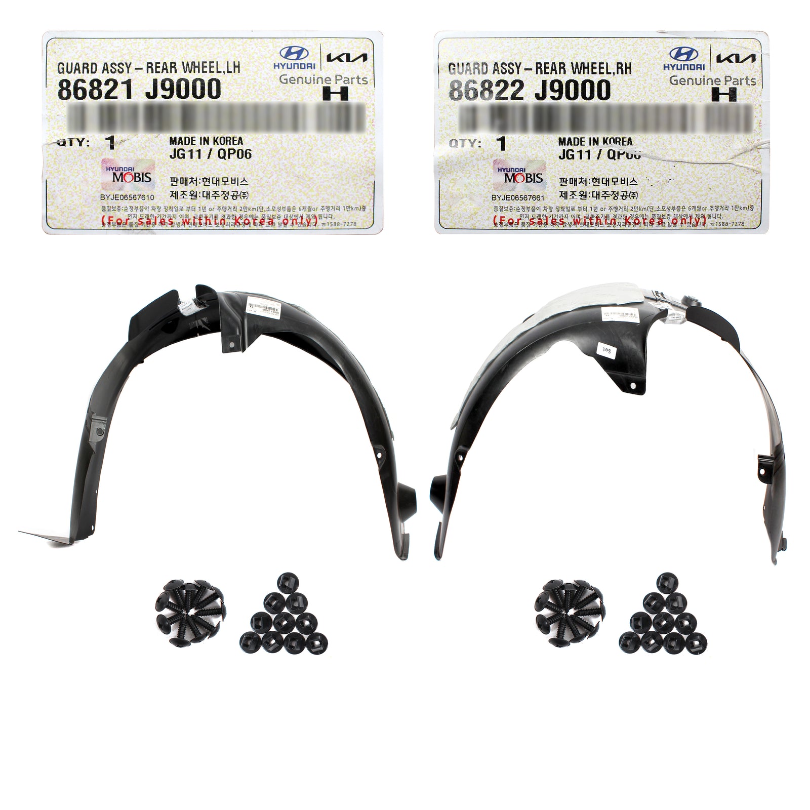 GENUINE Rear Wheel Guards LEFT & RIGHT for 2018-2020 Hyundai Kona 86822J9000