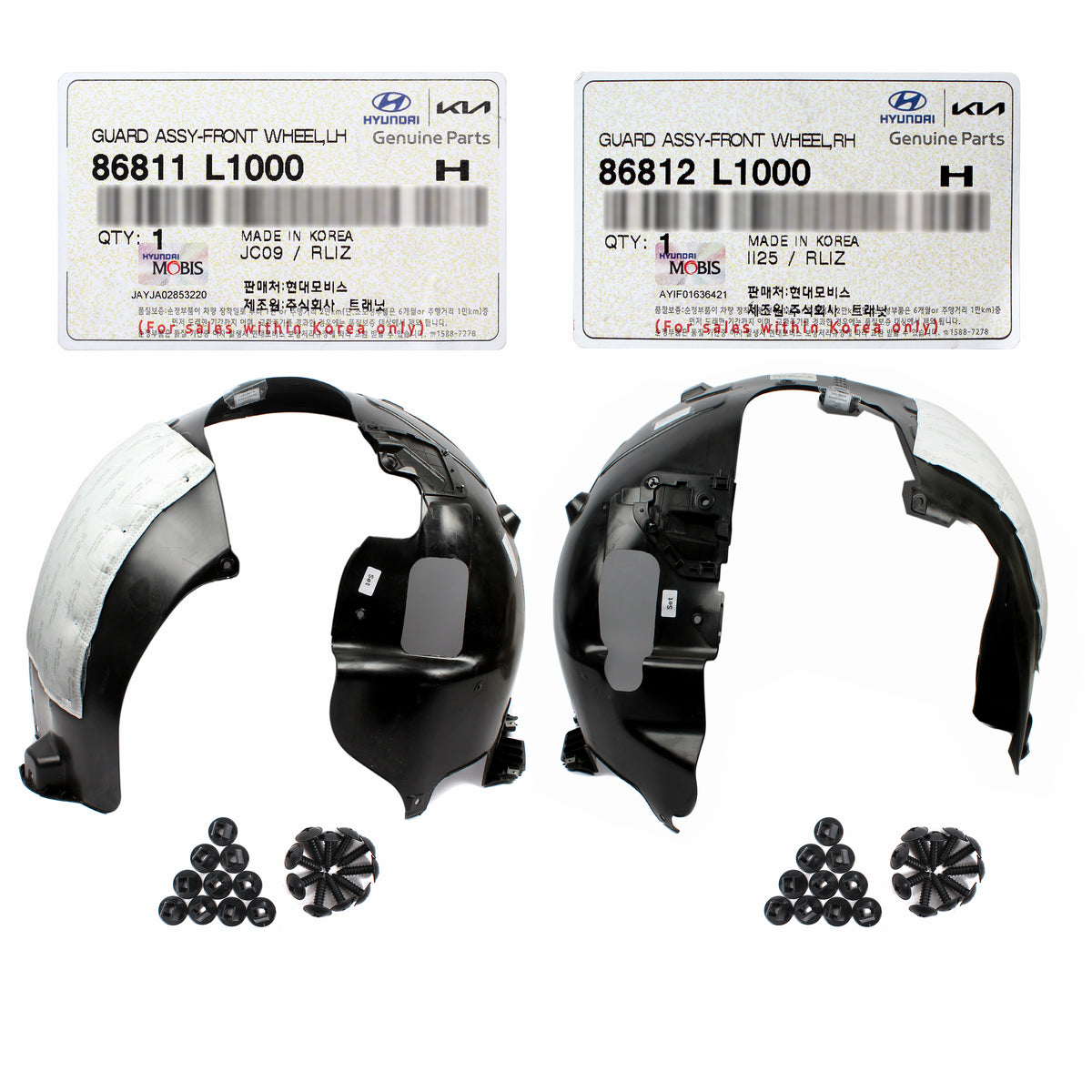 GENUINE Front Fender Liners LEFT &amp; RIGHT for 20-23 Hyundai Sonata HYBRID / SE