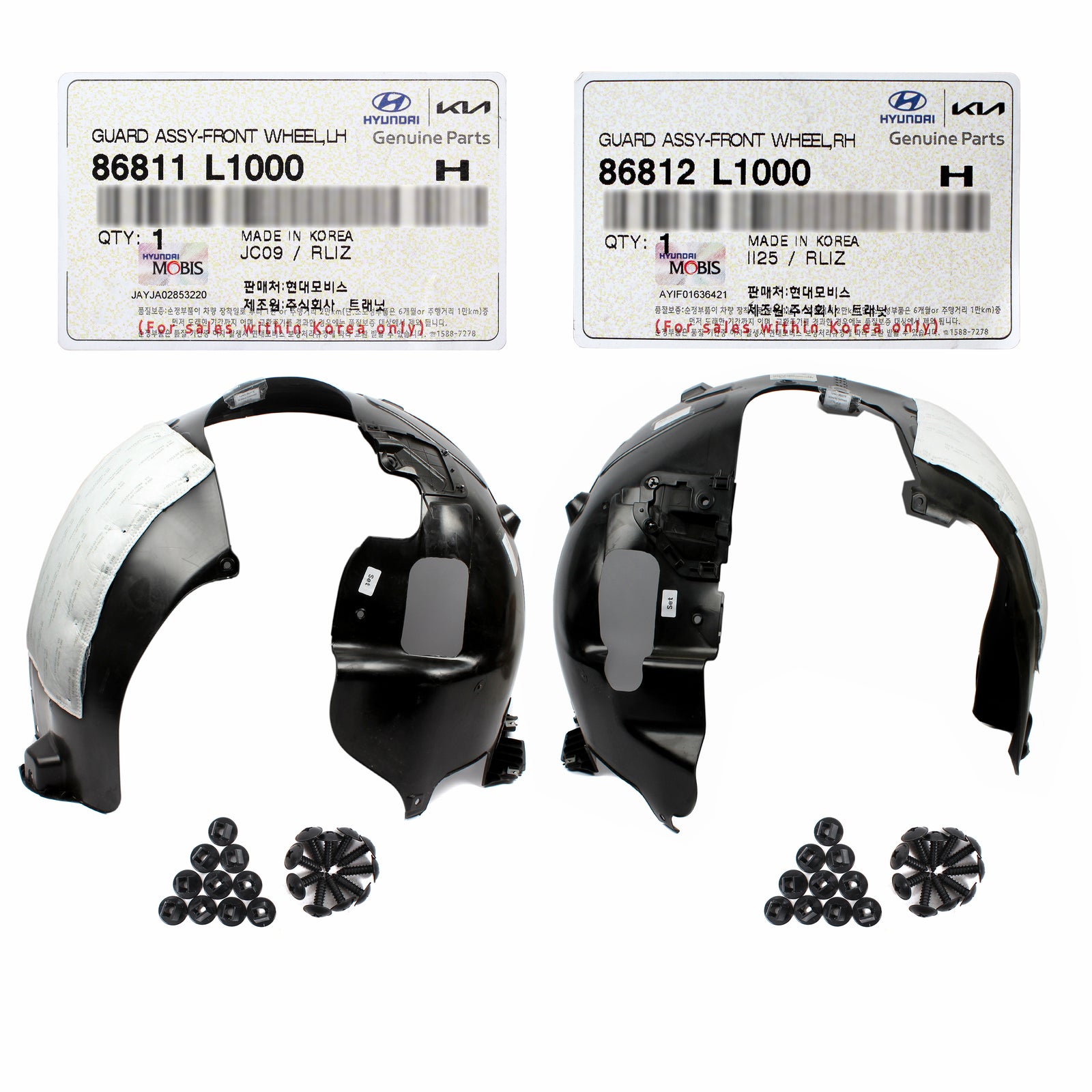 GENUINE Front Fender Liners LEFT & RIGHT for 20-23 Hyundai Sonata HYBRID / SE