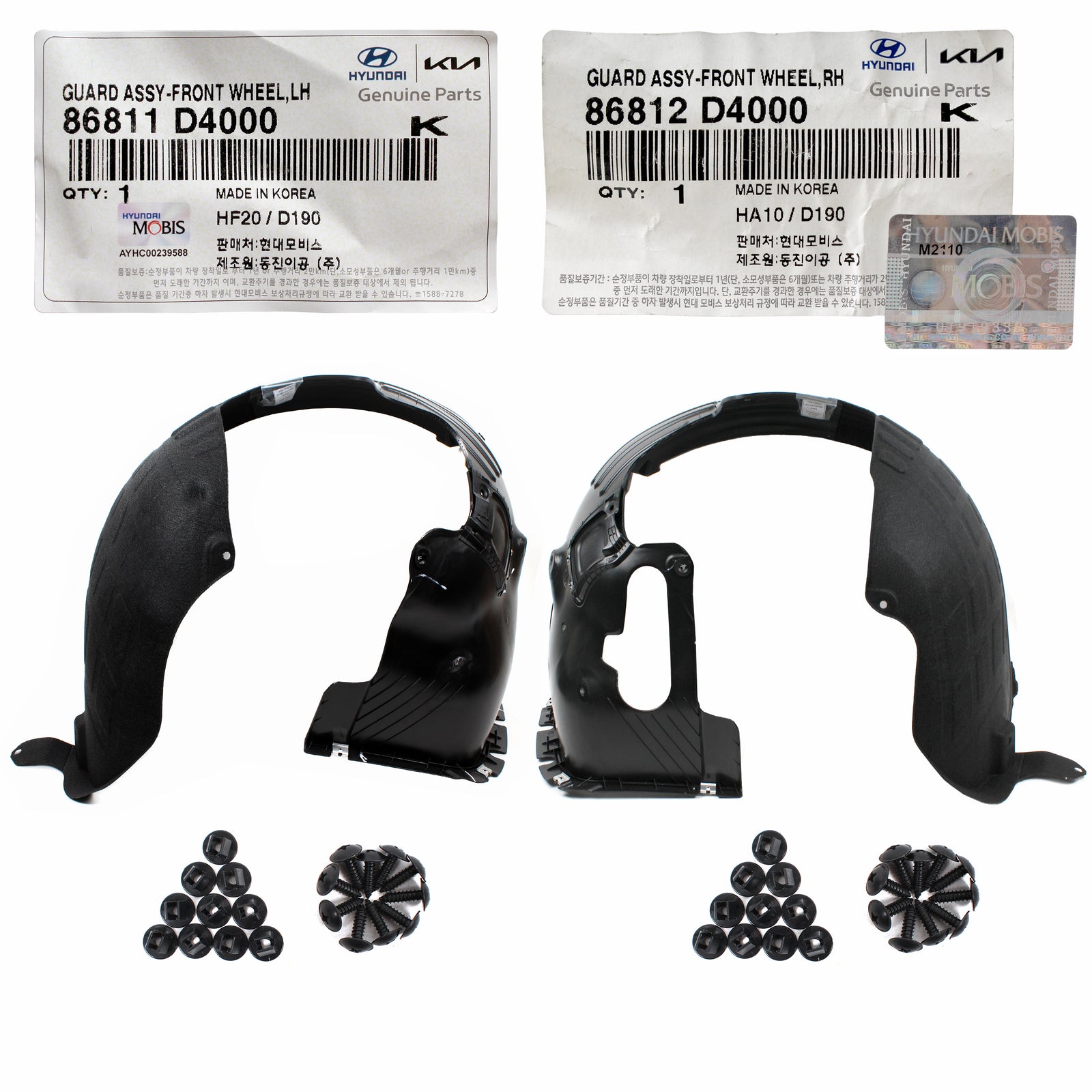 GENUINE Front Fender Liner LEFT & RIGHT for 2016-2018 Kia Optima 86812D4000