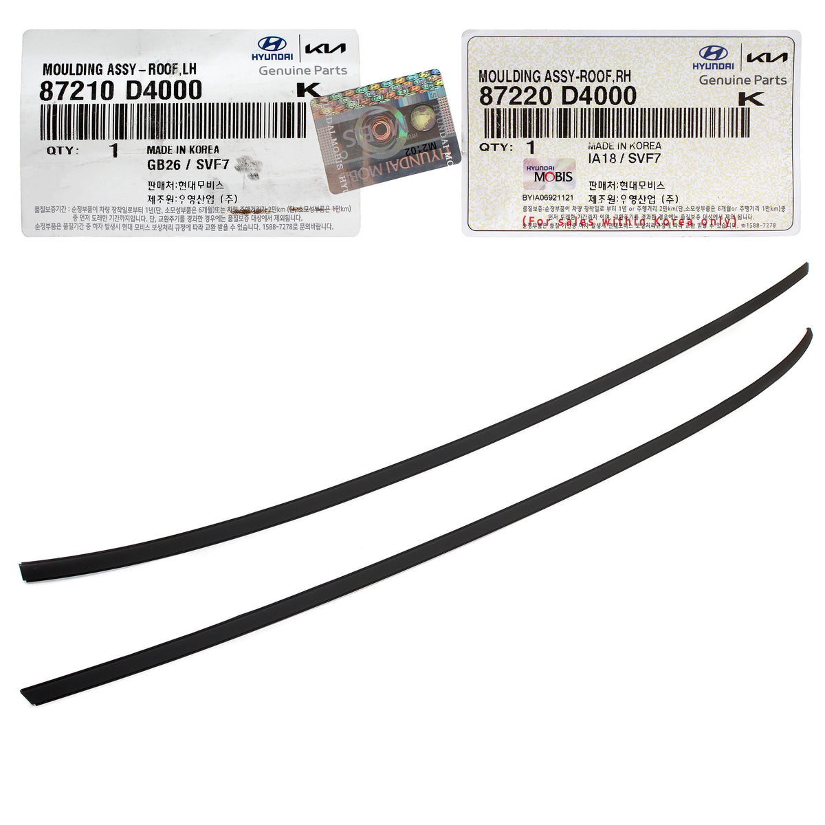 GENUINE Roof Moldings LEFT &amp; RIGHT for 2016-2020 Kia Optima 87220D4000