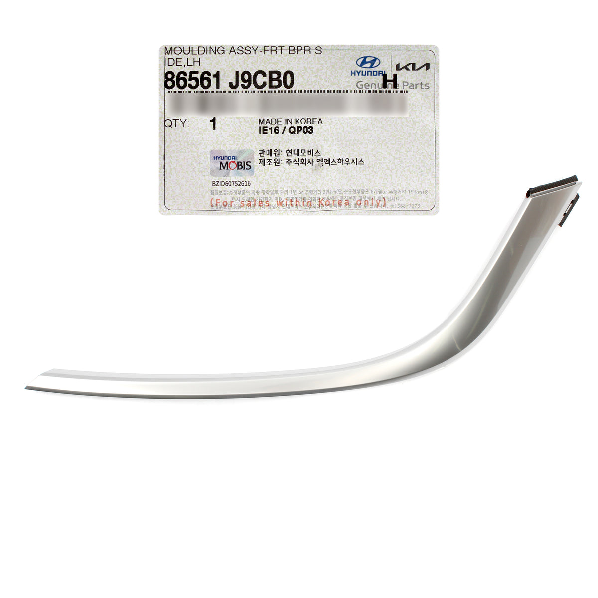 GENUINE FRONT Bumper Headlight Molding LEFT DRIVER SIDE for 22-23 Hyundai Kona 86561J9CB0