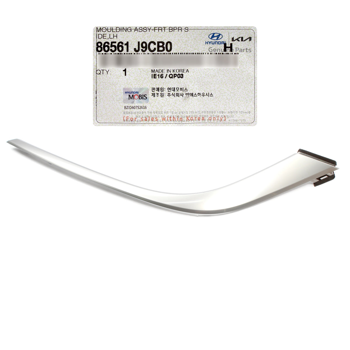 GENUINE FRONT Bumper Headlight Molding LEFT DRIVER SIDE for 22-23 Hyundai Kona 86561J9CB0