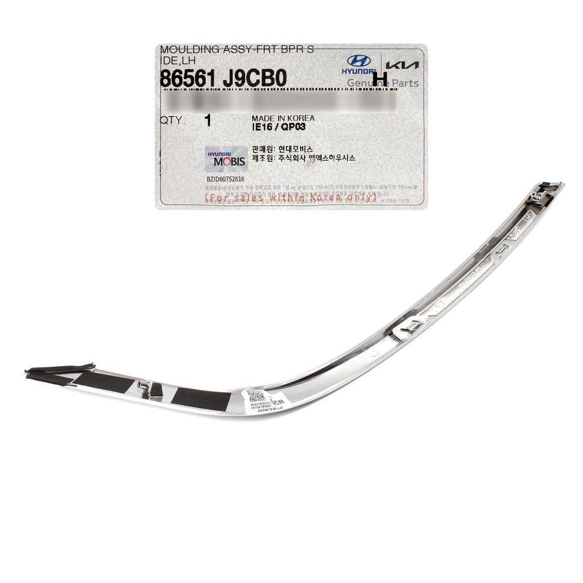 GENUINE FRONT Bumper Headlight Molding LEFT DRIVER SIDE for 22-23 Hyundai Kona 86561J9CB0