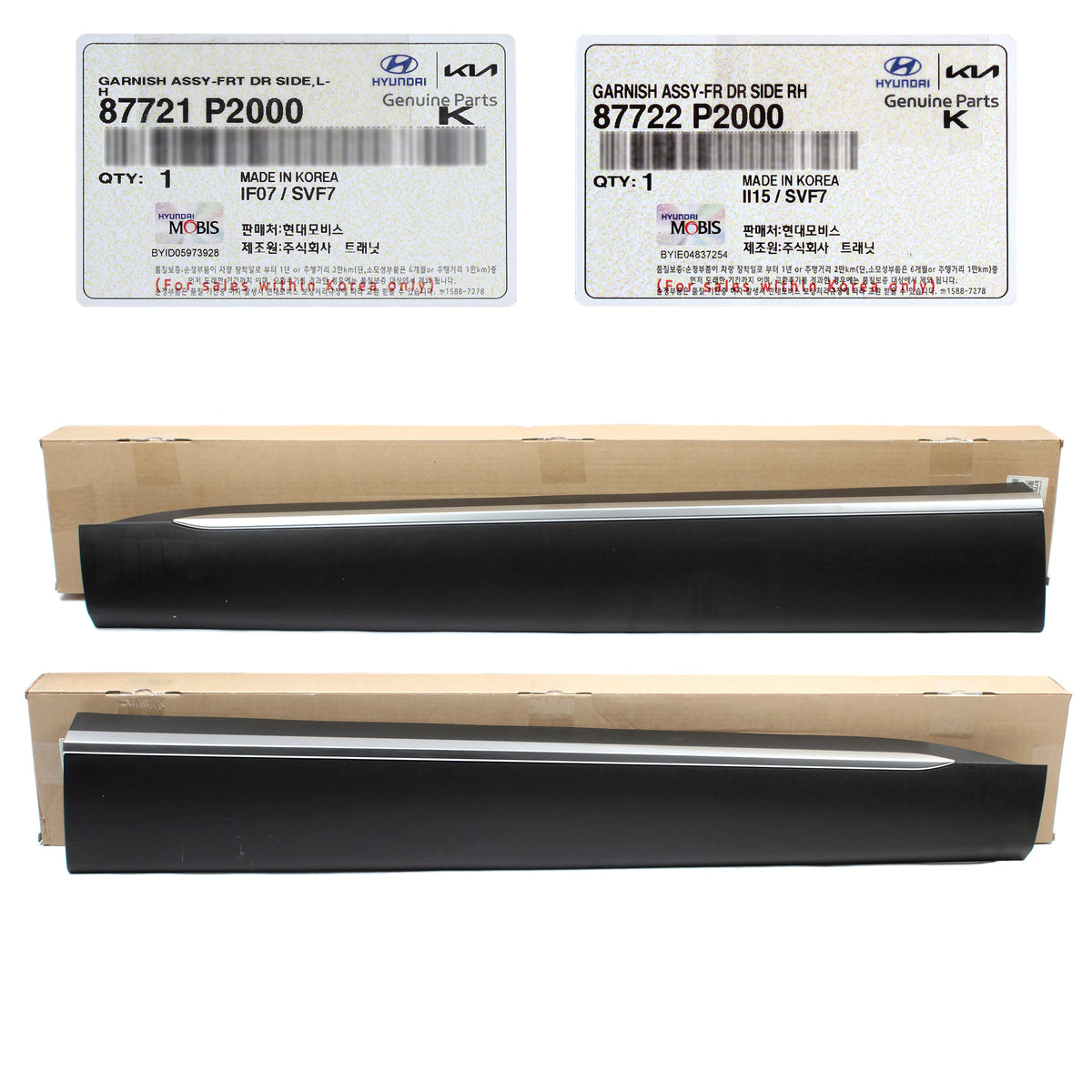 OEM Kia Sorento 2021-2023 for Front Door Side Moldings LEFT &amp; RIGHT 87722P2000