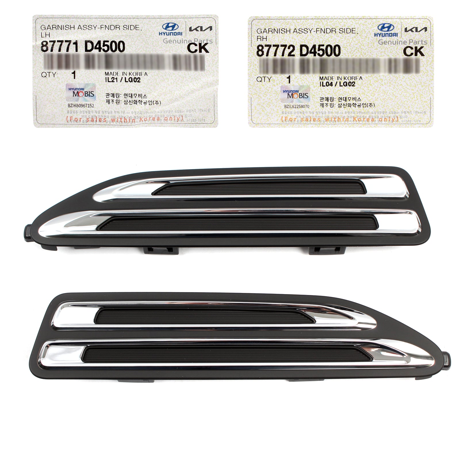 OEM Front Fender Vent Grille Moldings LEFT & RIGHT for 2019-2020 Kia Optima