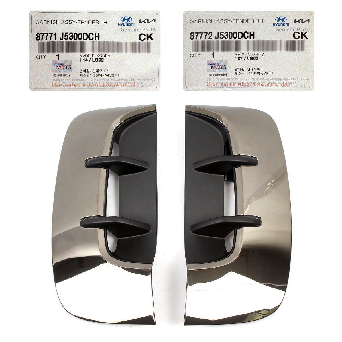 OEM Front Fender Air Flow Vents LEFT RIGHT for 18-21 Kia Stinger 87772J5300DCH