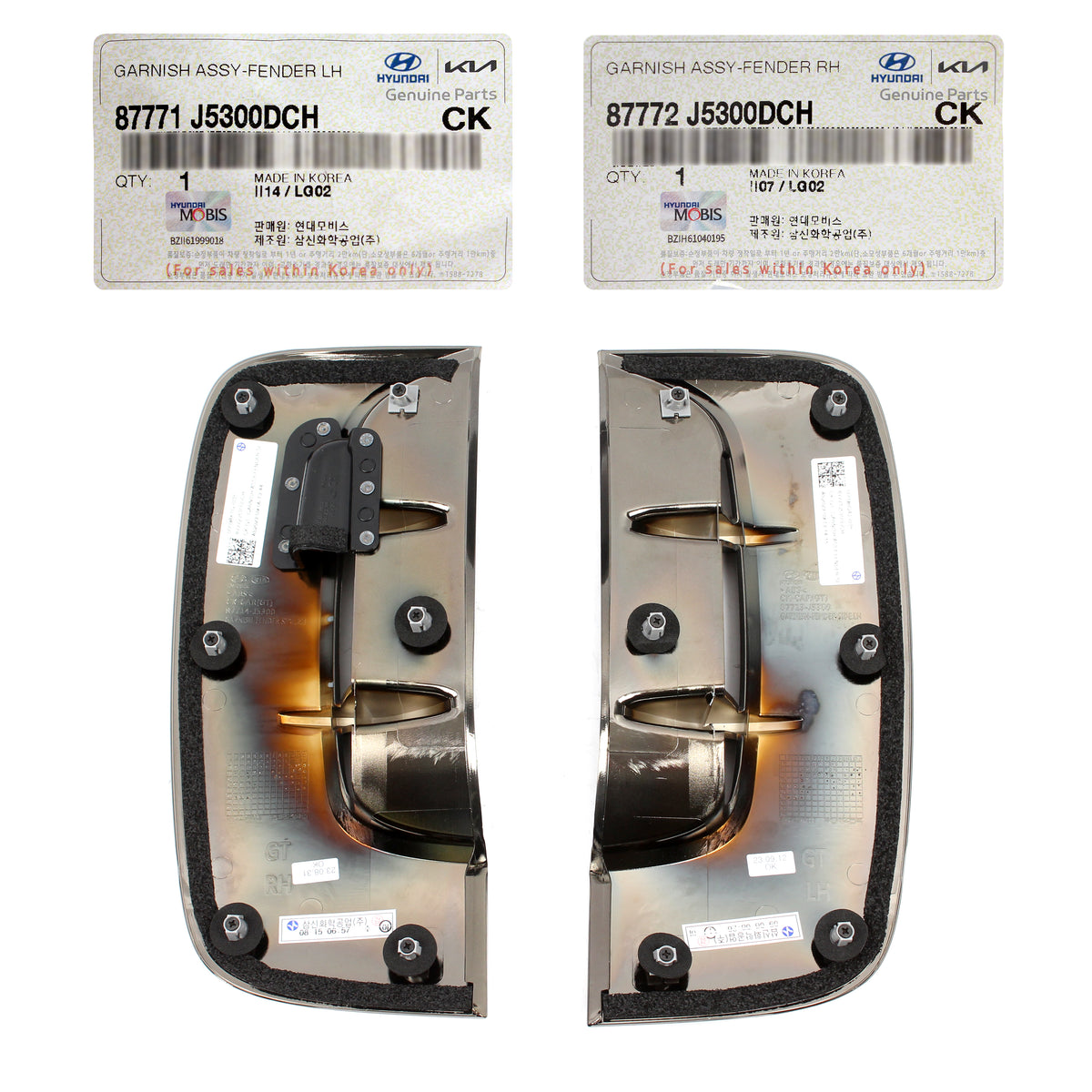 OEM Front Fender Air Flow Vents LEFT RIGHT for 18-21 Kia Stinger 87772J5300DCH