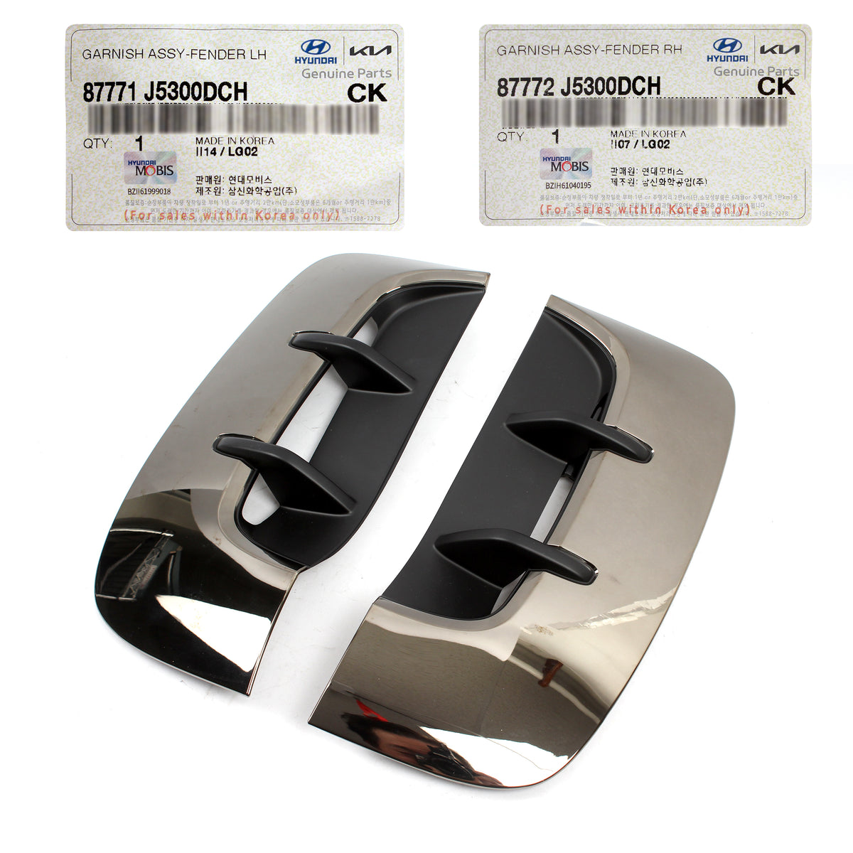 OEM Front Fender Air Flow Vents LEFT RIGHT for 18-21 Kia Stinger 87772J5300DCH