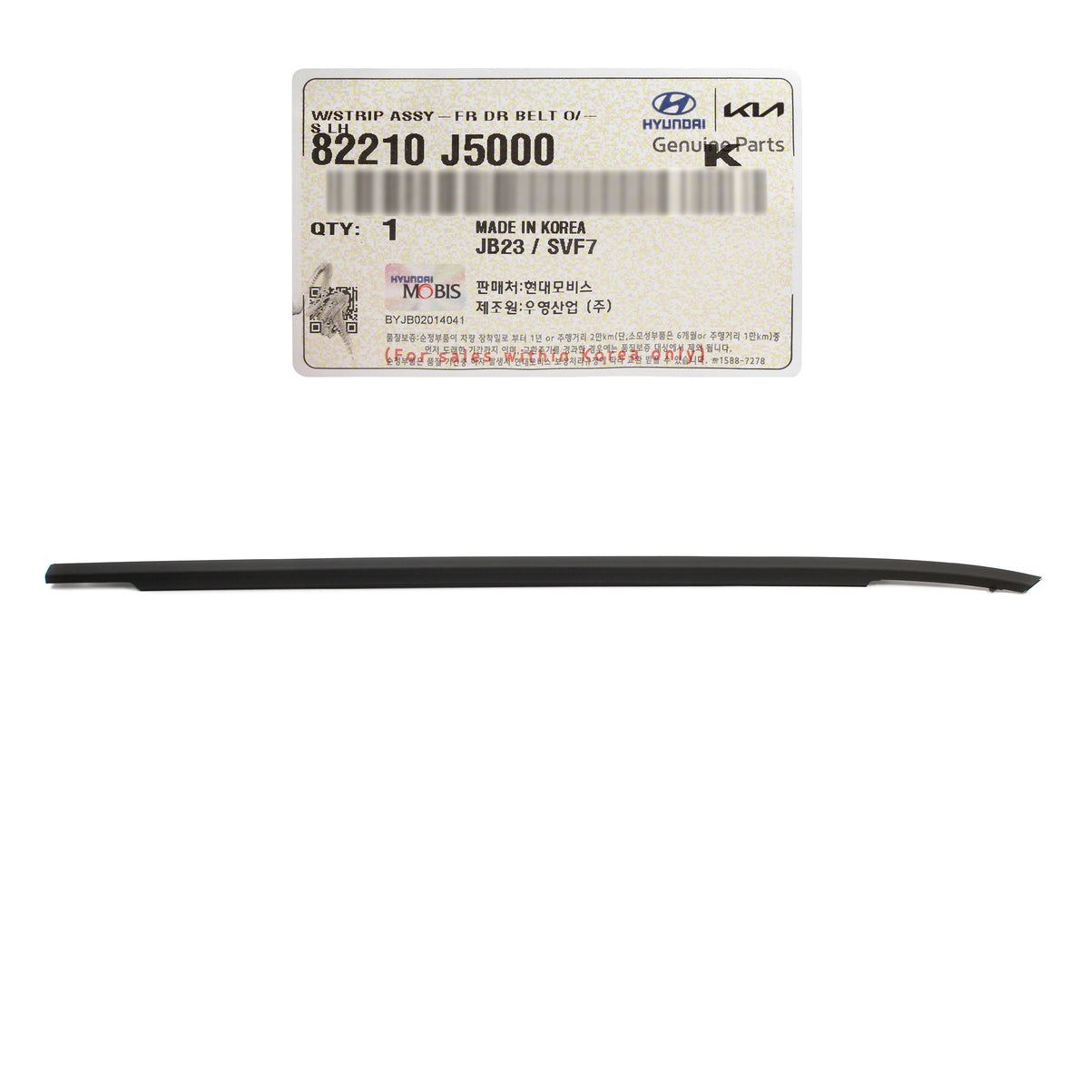 GENUINE Front Door Window Belt Molding LEFT for 2018-2023 Kia Stinger 82210J5000