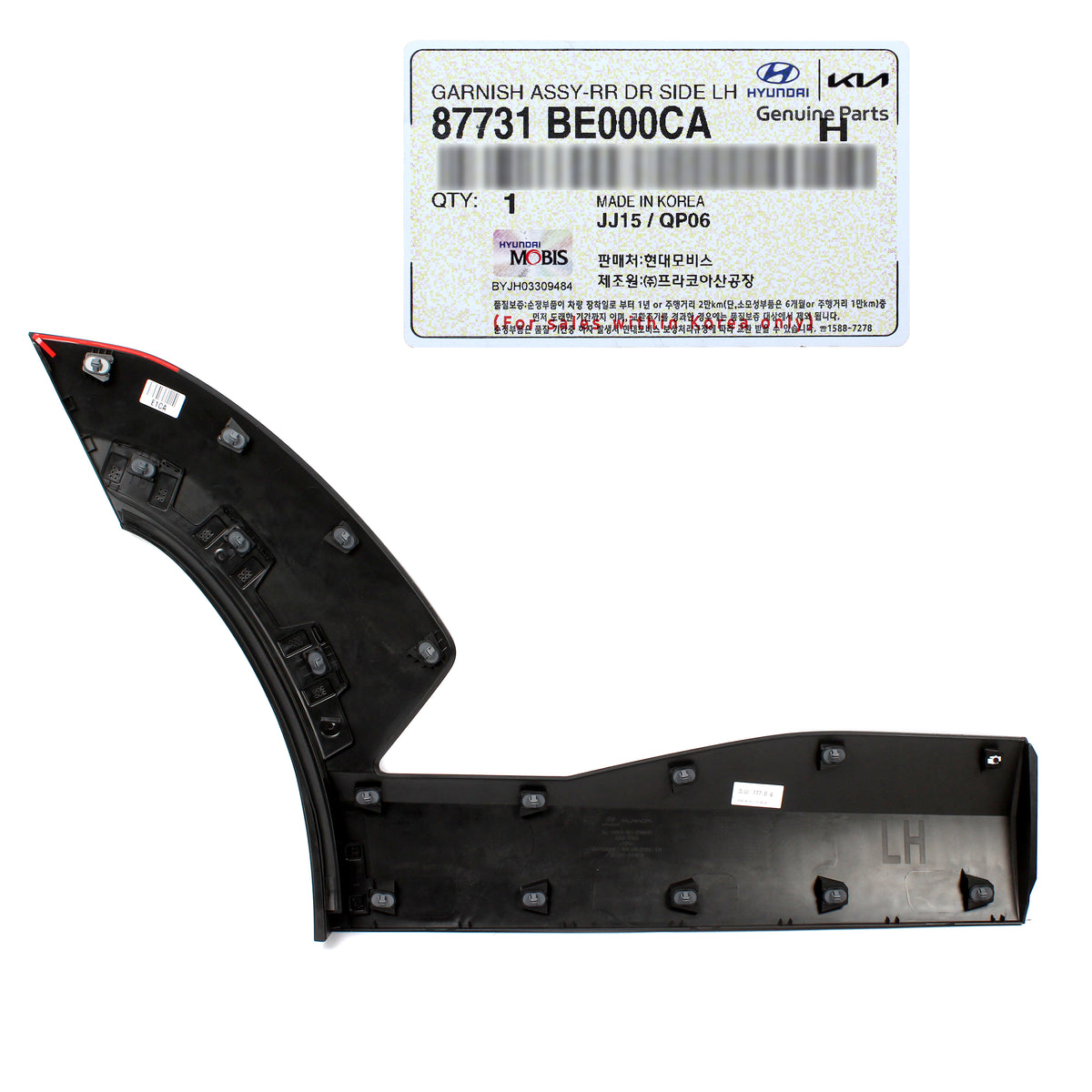 Genuine Rear Door Lower Molding LEFT Side Hyundai Kona 2024-2025 87731BE000CA