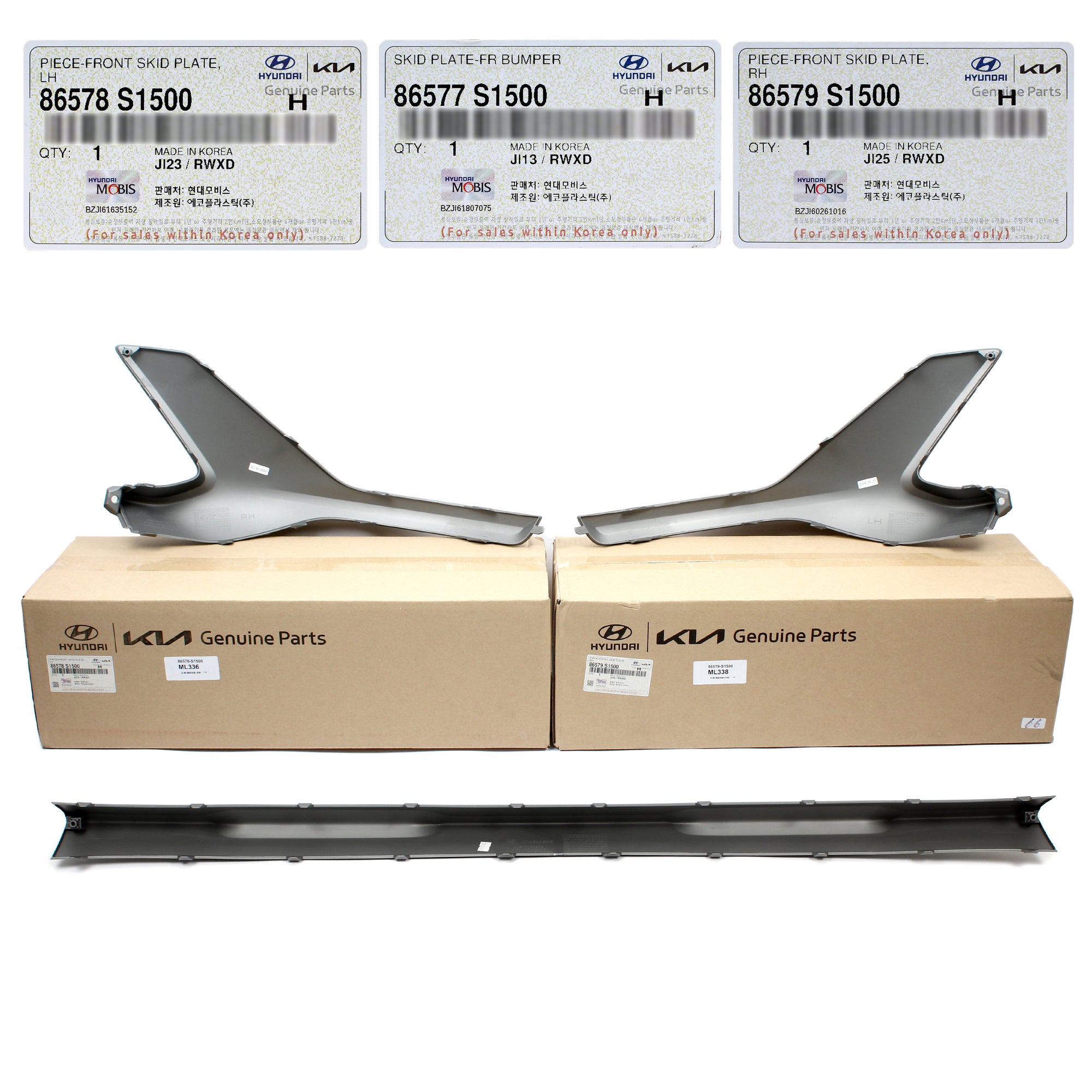 GENUINE FRONT Bumper Skid Plate Set 3pcs GRAY Santa Fe 2021-2023 86578S1500