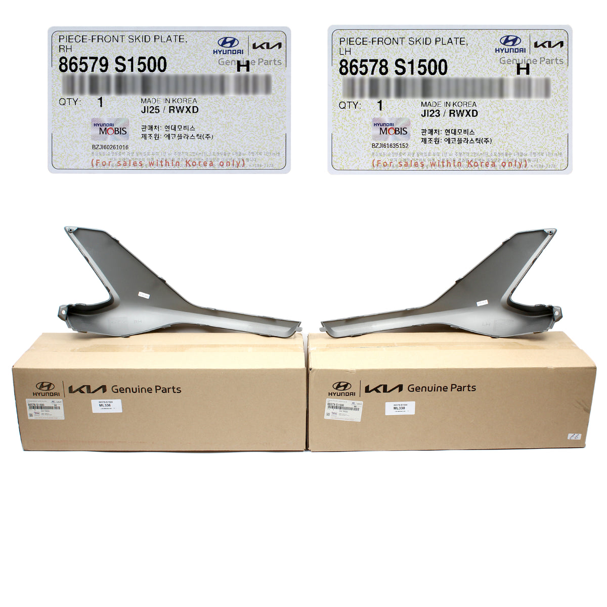 GENUINE Bumper Skid Plate LEFT &amp; RIGHT Gray Hyundai Santa Fe 21-23 86578S1500