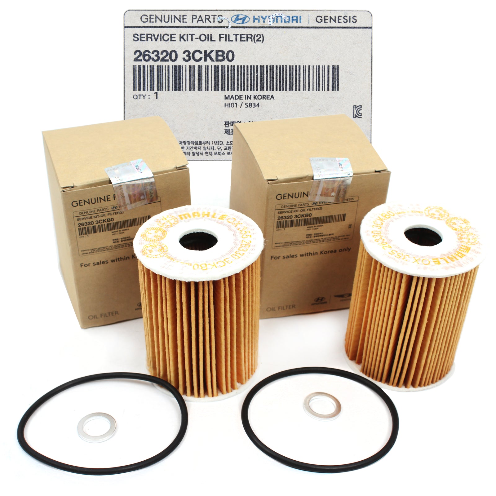 OEM Oil Filter for 2014-23 Genesis Hyundai Kia 3.3L 3.8L 263203CKB0 (2PCS)