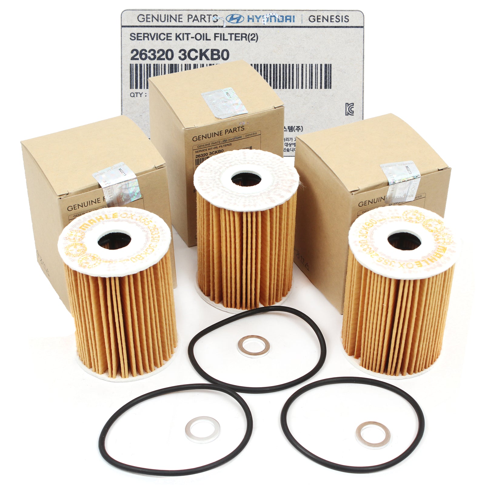 OEM Oil Filter for 2014-23 Genesis Hyundai Kia 3.3L 3.8L 263203CKB0 (3PCS)