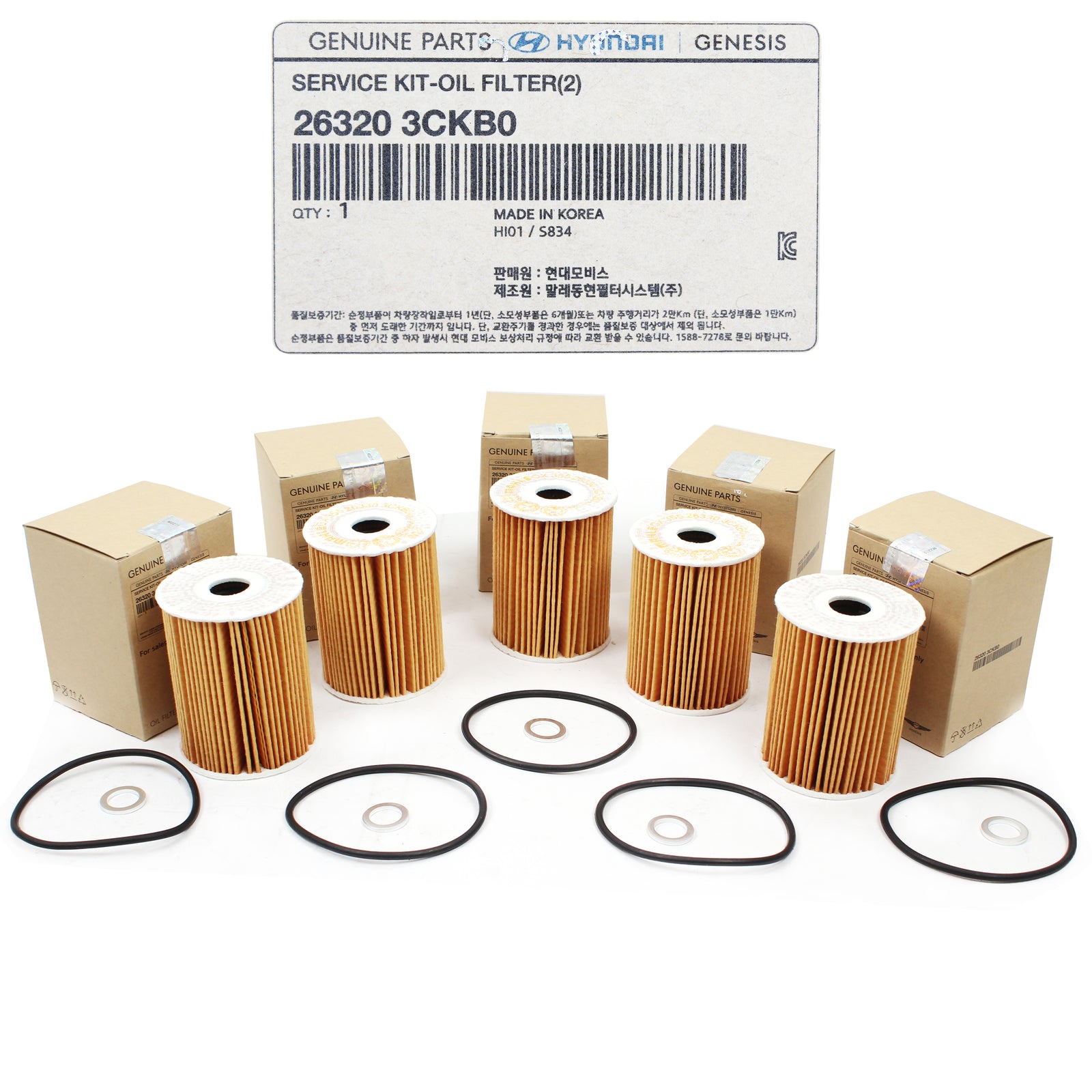 OEM Oil Filter for 2014-23 Genesis Hyundai Kia 3.3L 3.8L 263203CKB0 (5PCS)