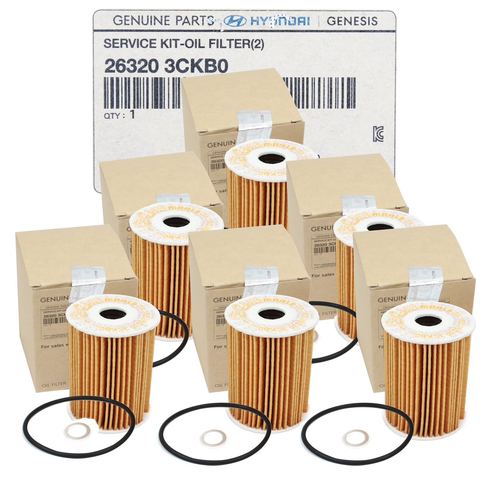 OEM Oil Filter for 2014-23 Genesis Hyundai Kia 3.3L 3.8L 263203CKB0(6PCS)
