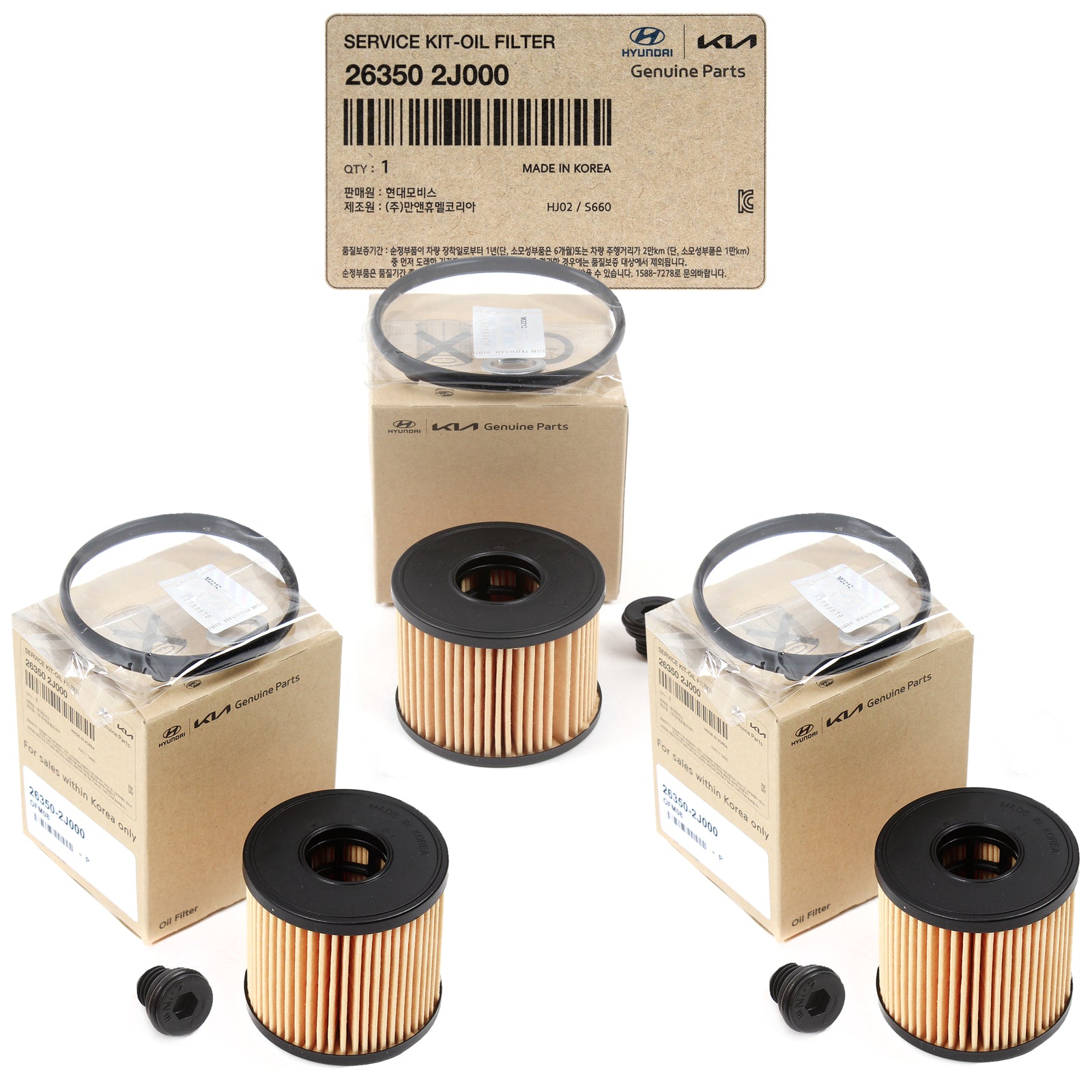 GENUINE Oil Filter Kit 3PACK for 2021-2023 Hyundai Elantra Kona Sonata 2.0L