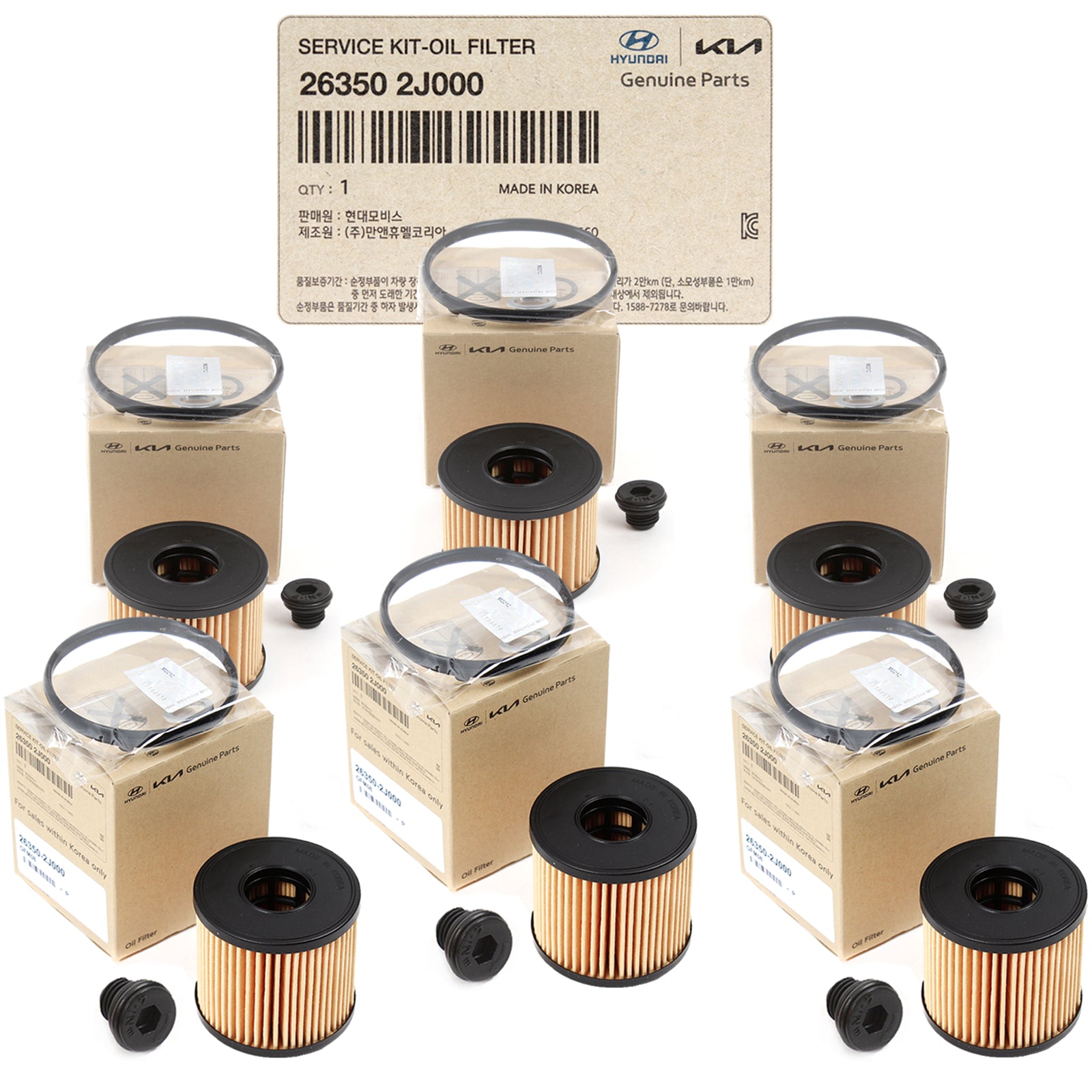 GENUINE Oil Filter Kit 6PACK for 2021-2023 Hyundai Elantra Kona Sonata 2.0L