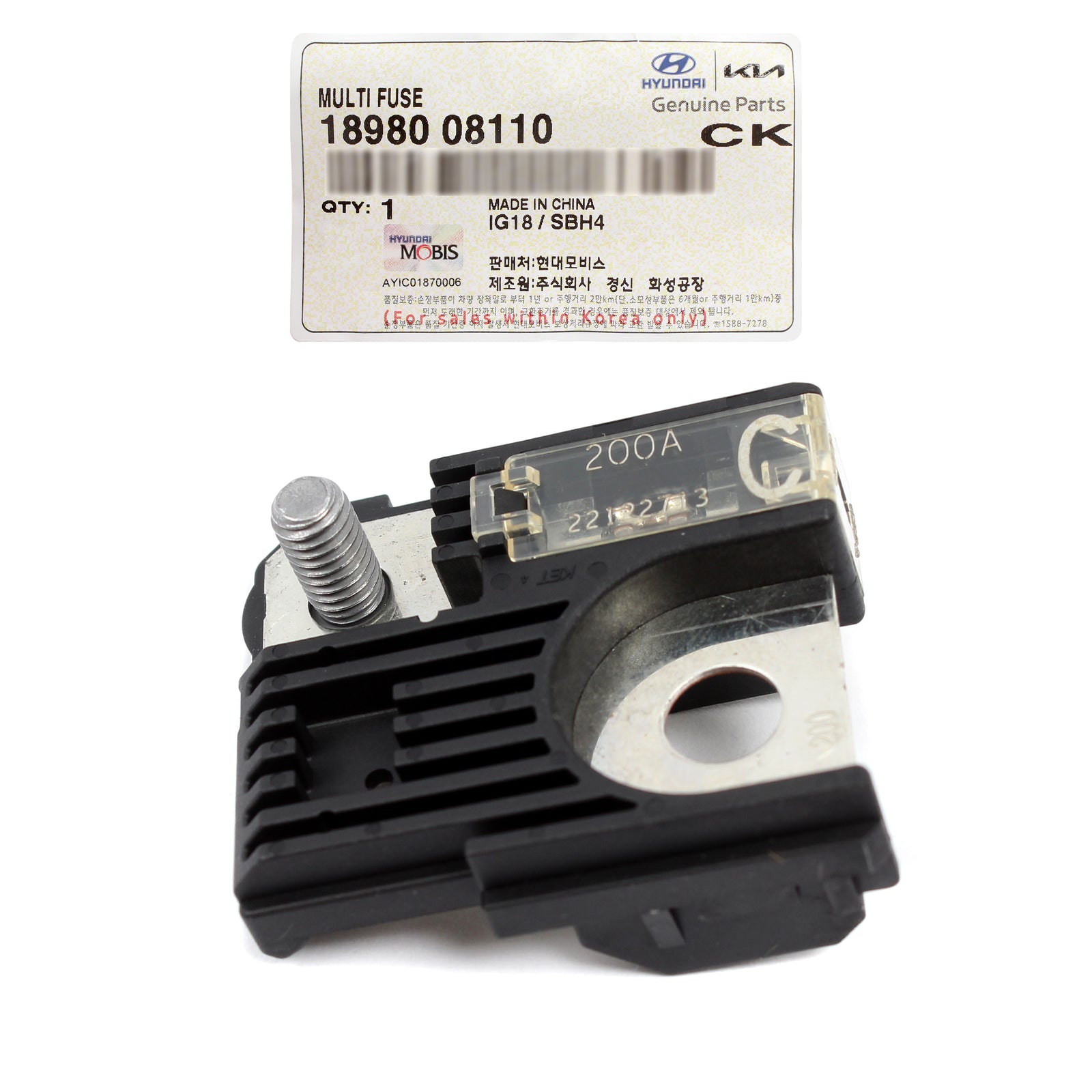 GENUINE Battery Fuse 200 AMP for 2016-2022 Tucson Cadenza Sportage 1898008110