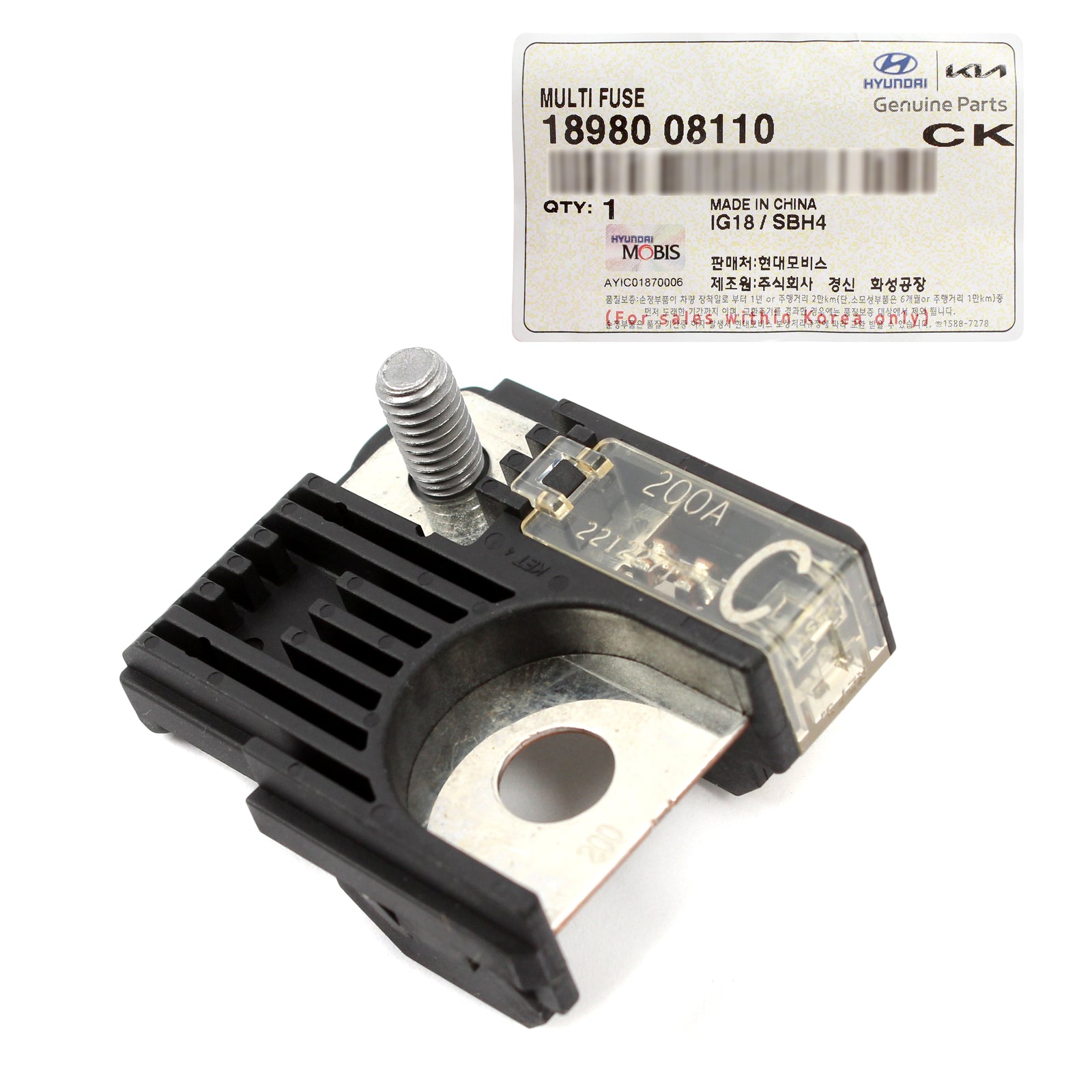 GENUINE Battery Fuse 200 AMP for 2016-2022 Tucson Cadenza Sportage 1898008110