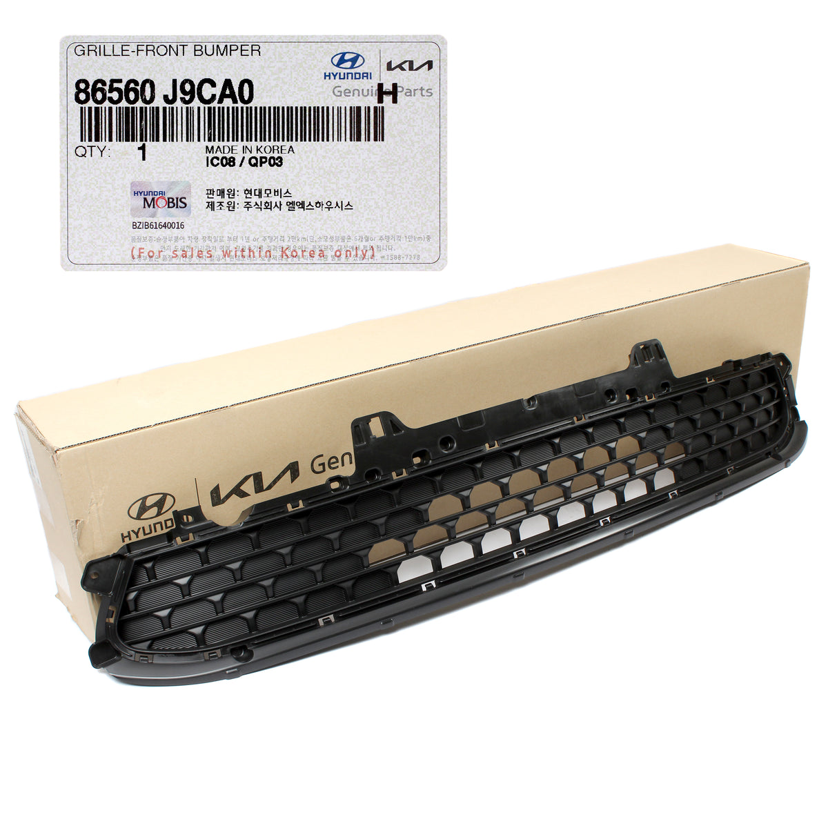 GENUINE Front Bumper Upper &amp; Lower Grilles for 2022-23 Hyundai Kona 86560J9CA0