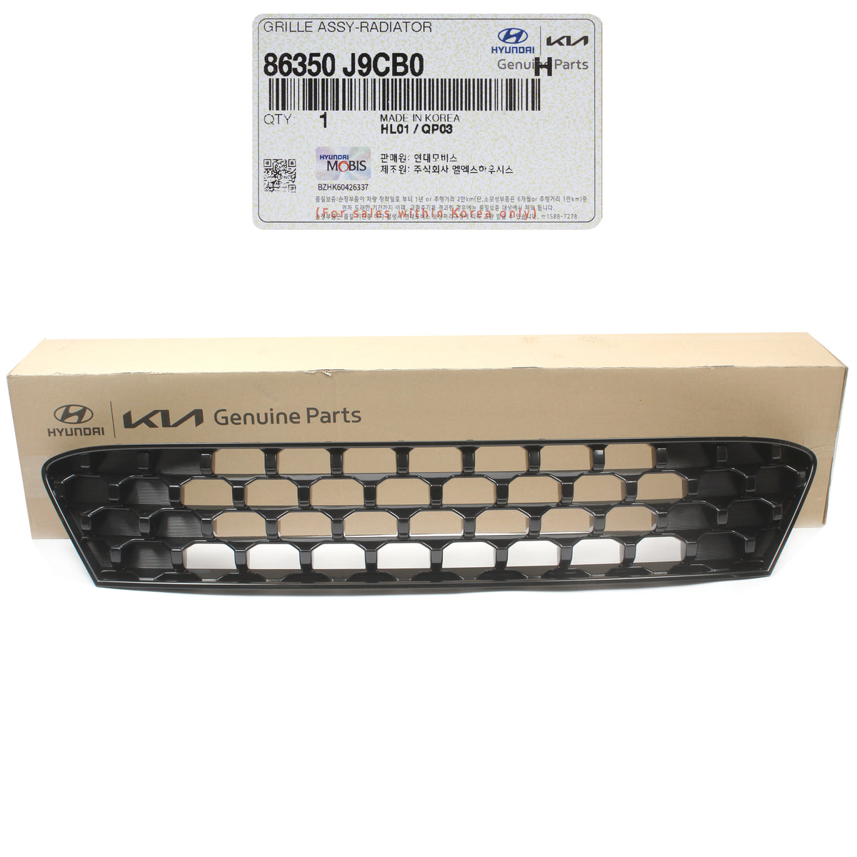 GENUINE Front Bumper Upper Grille for 2022 2023 Hyundai Kona 86350J9CB0