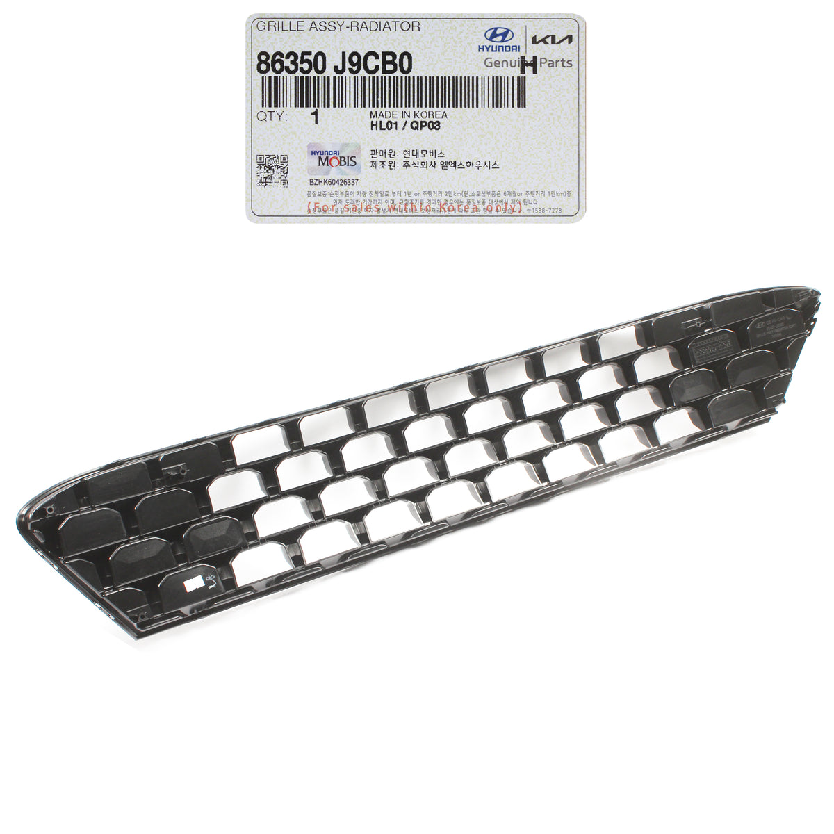 GENUINE Front Bumper Upper Grille for 2022 2023 Hyundai Kona 86350J9CB0