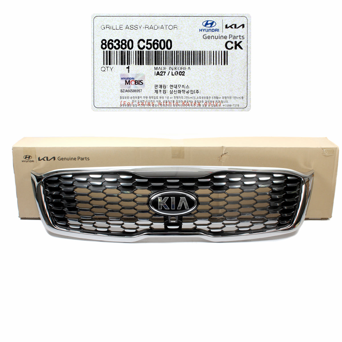 GENUINE Radiator Grille w/ Camera Hole for 2019, 2020 Kia Sorento 86380C5600