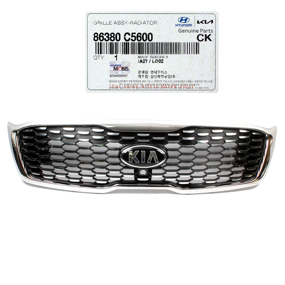 GENUINE Radiator Grille w/ Camera Hole for 2019, 2020 Kia Sorento 86380C5600